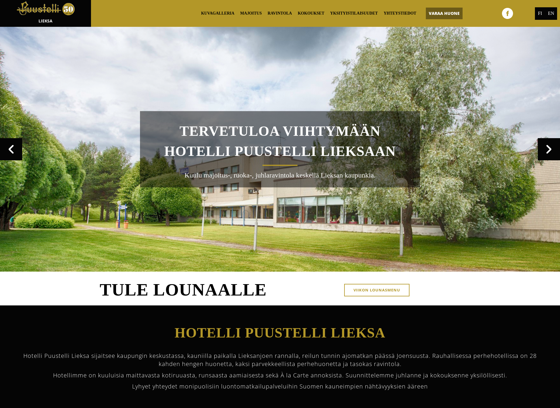 Skärmdump för hotellipuustellilieksa.fi