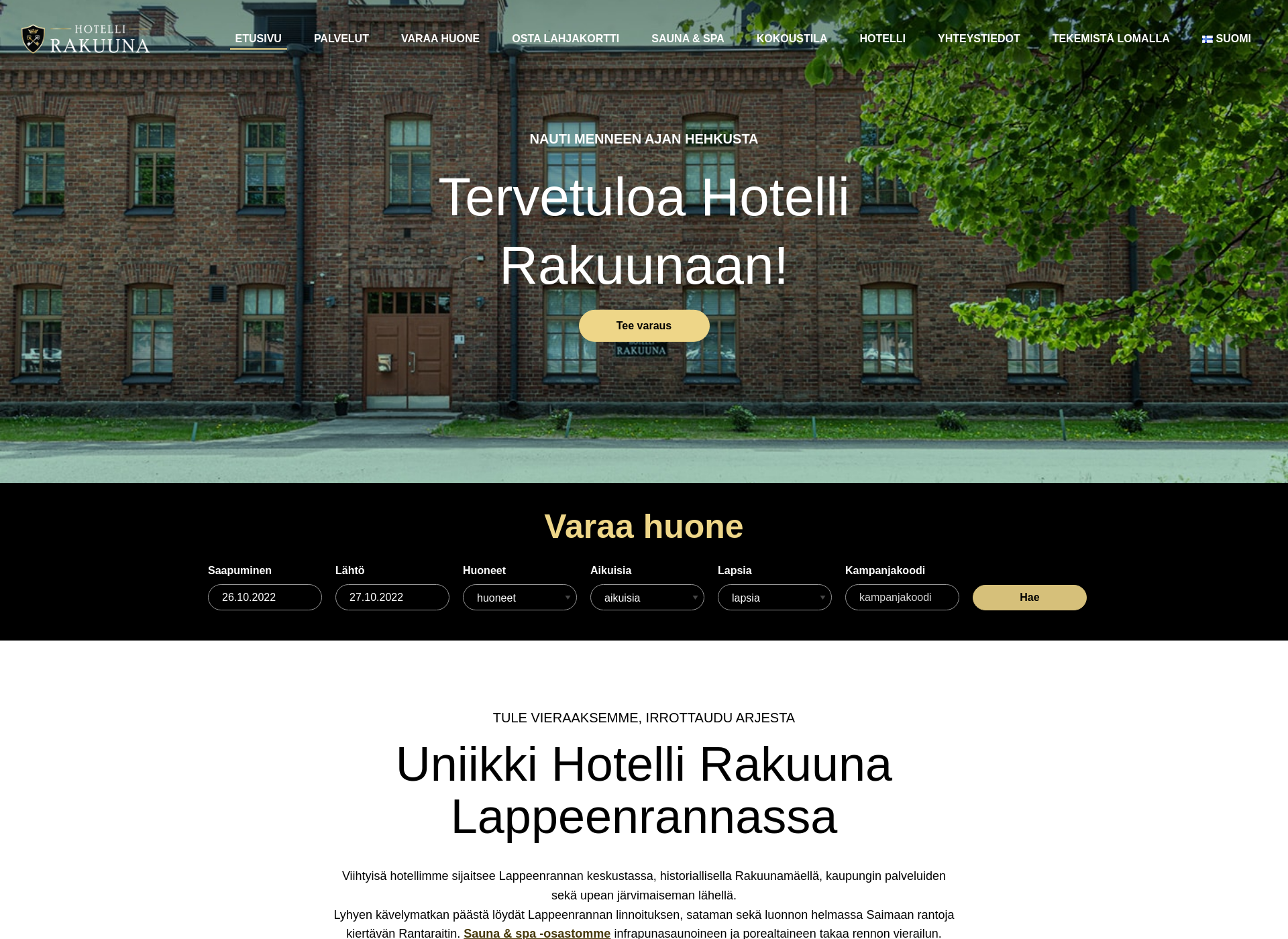 Skärmdump för hotellirakuuna.fi
