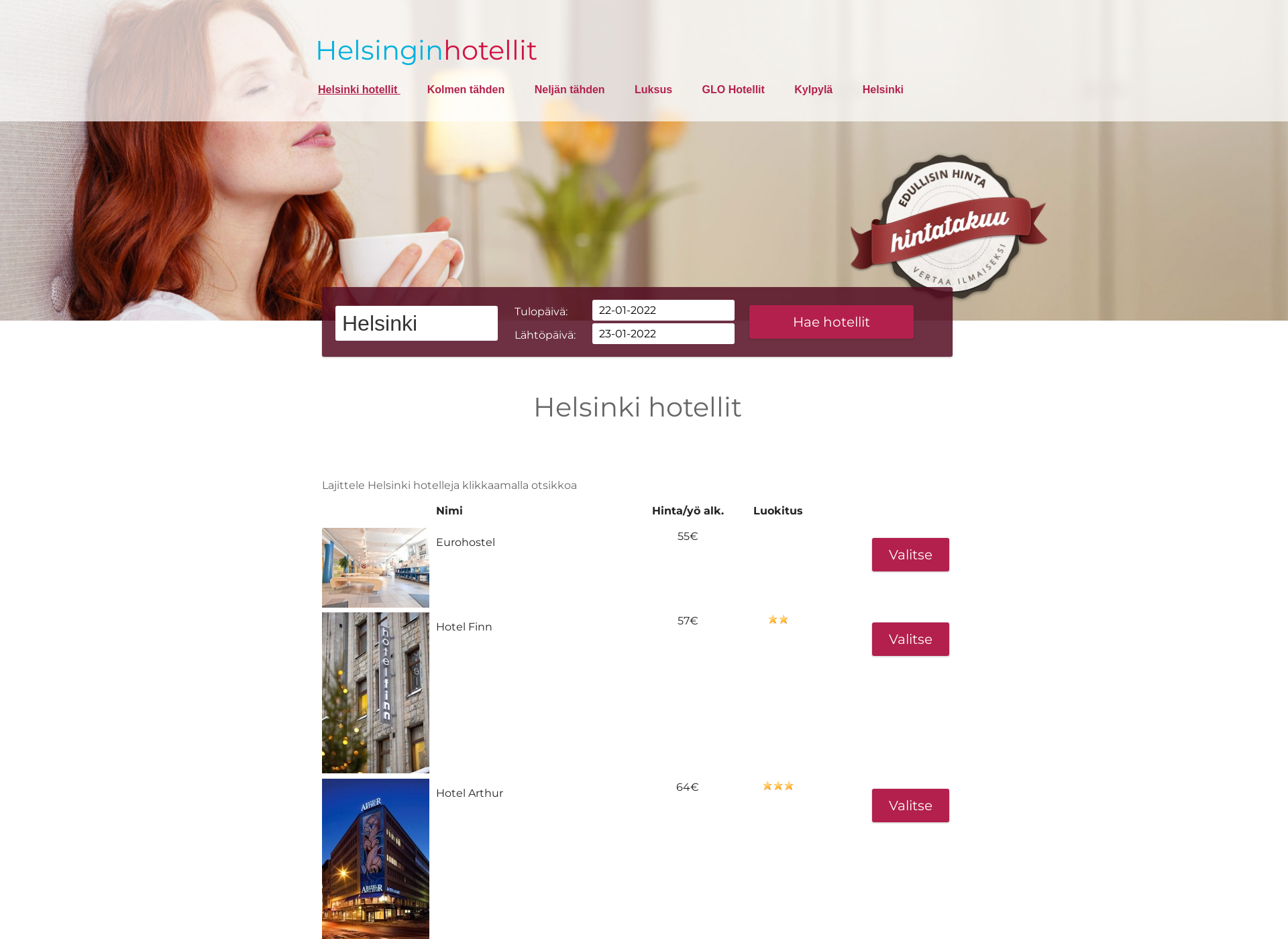 Screenshot for hotellithelsingista.fi