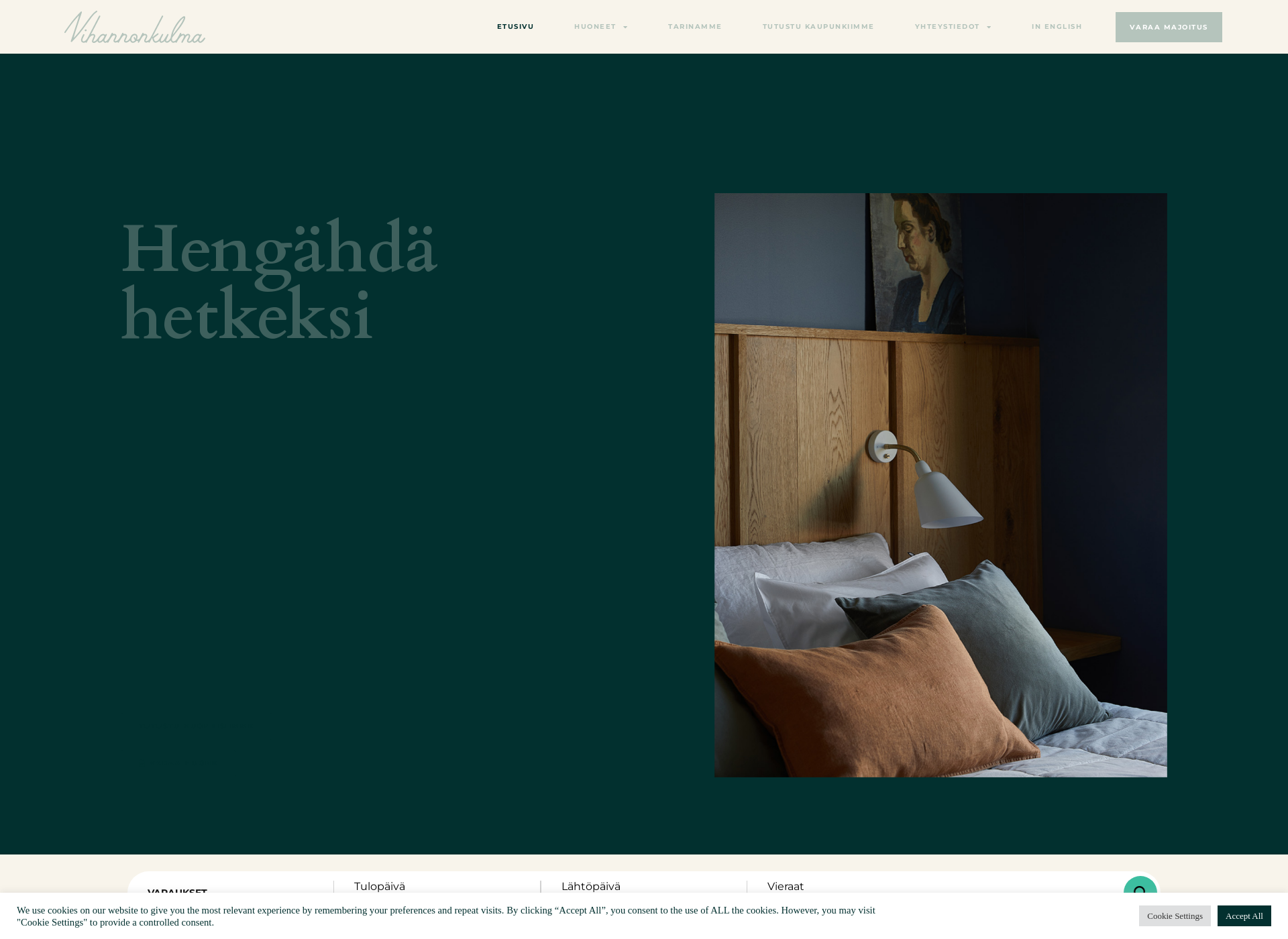 Skärmdump för hotellivihannonkulma.fi