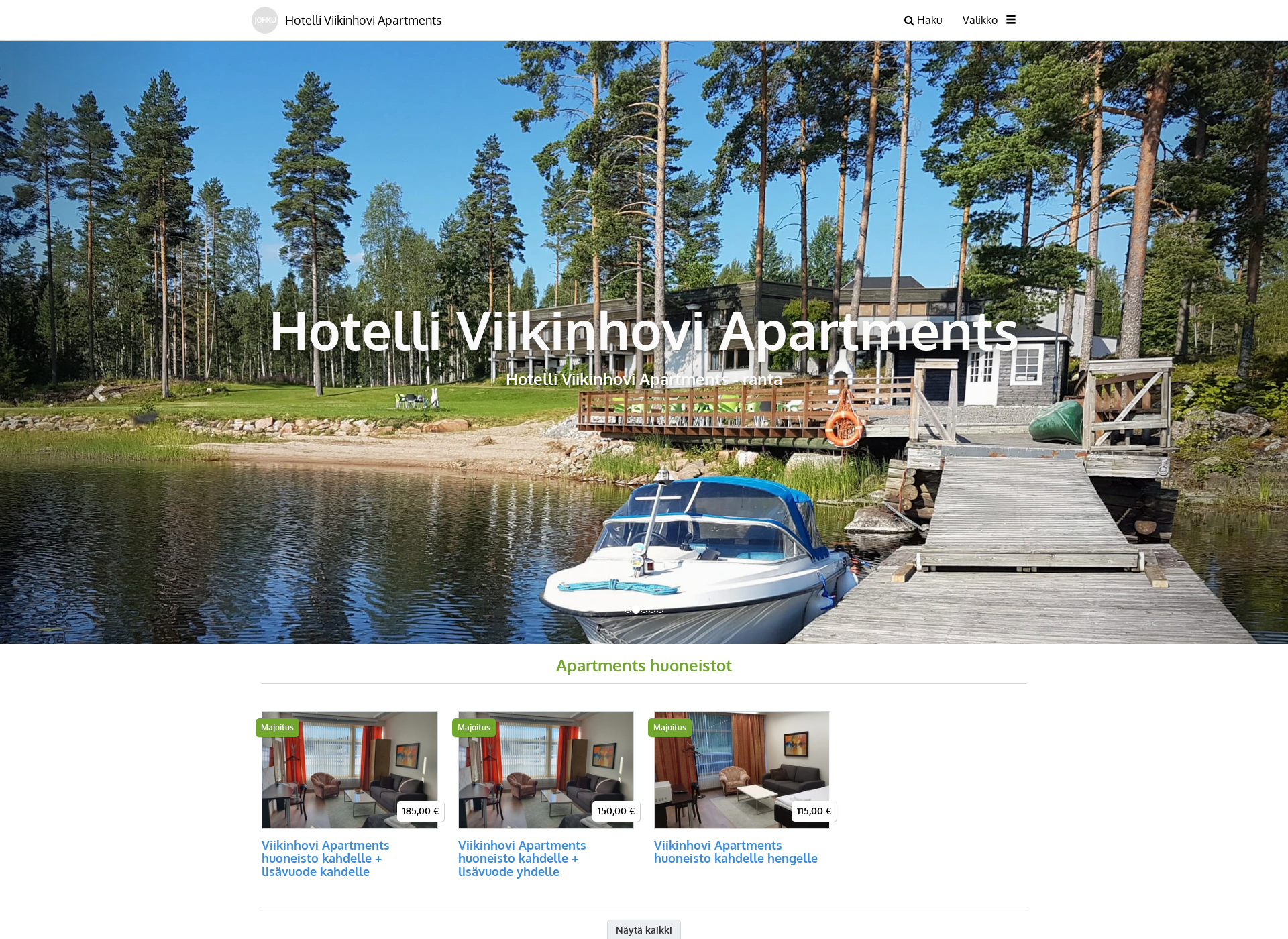 Skärmdump för hotelliviikinhovi.fi