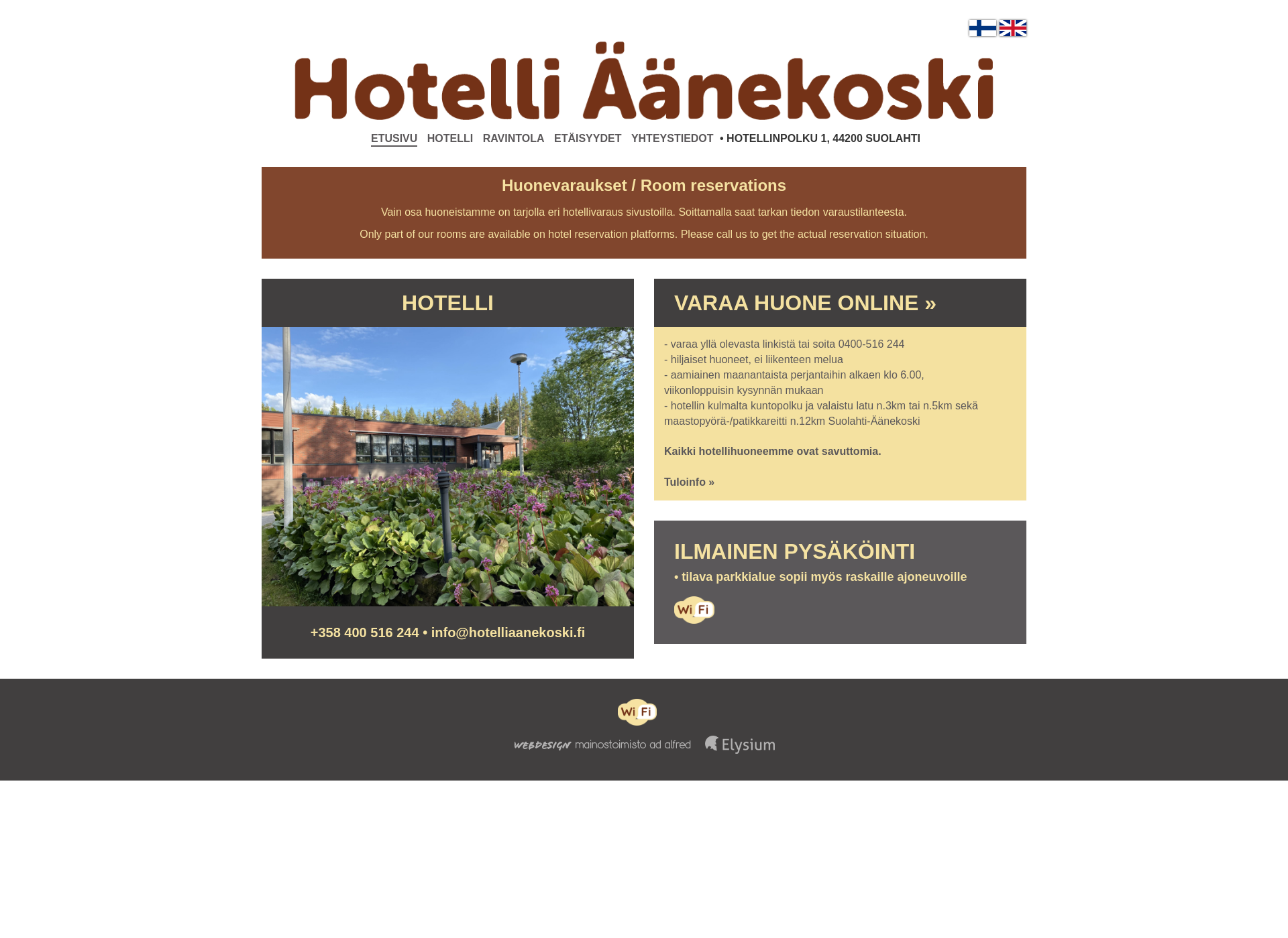 Skärmdump för hotelliäänekoski.fi