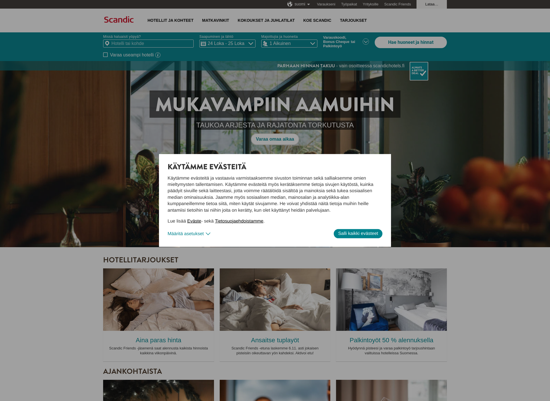 Skärmdump för hotelscandik.fi