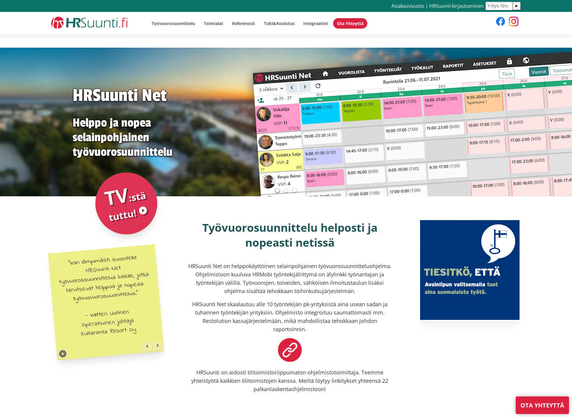 Skärmdump för hrsuunti.fi