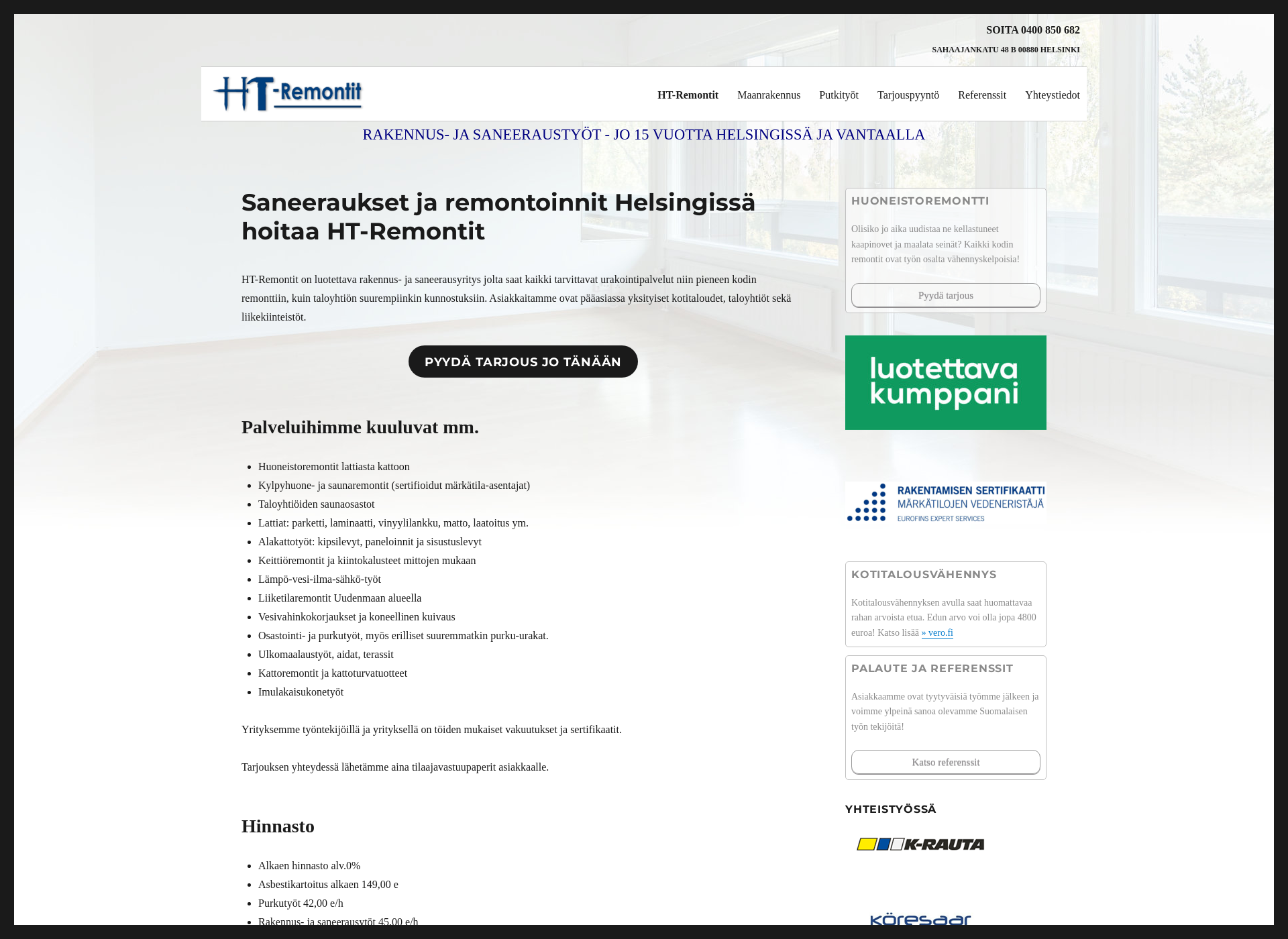 Skärmdump för ht-remontit.fi