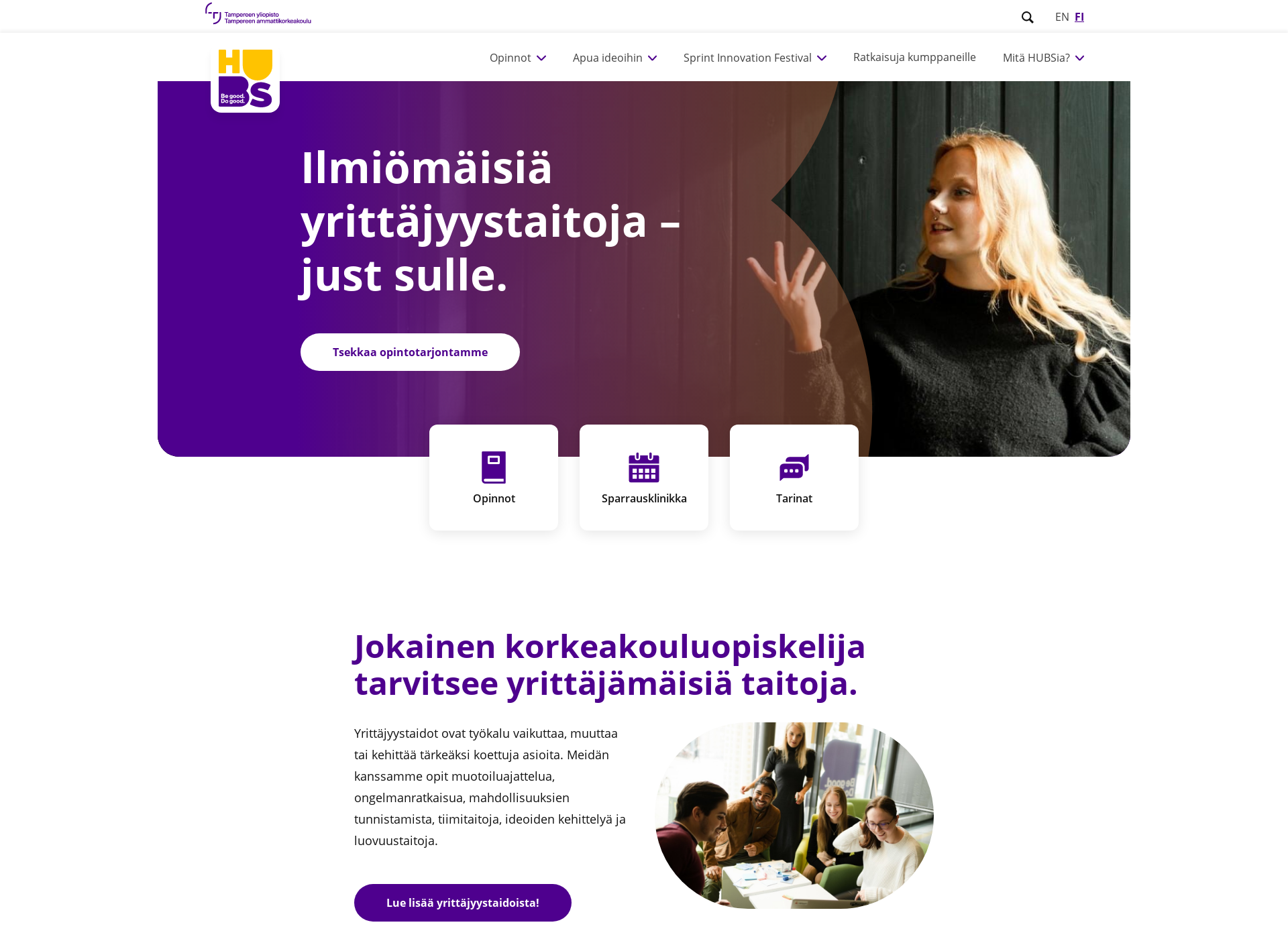 Skärmdump för hubs.fi