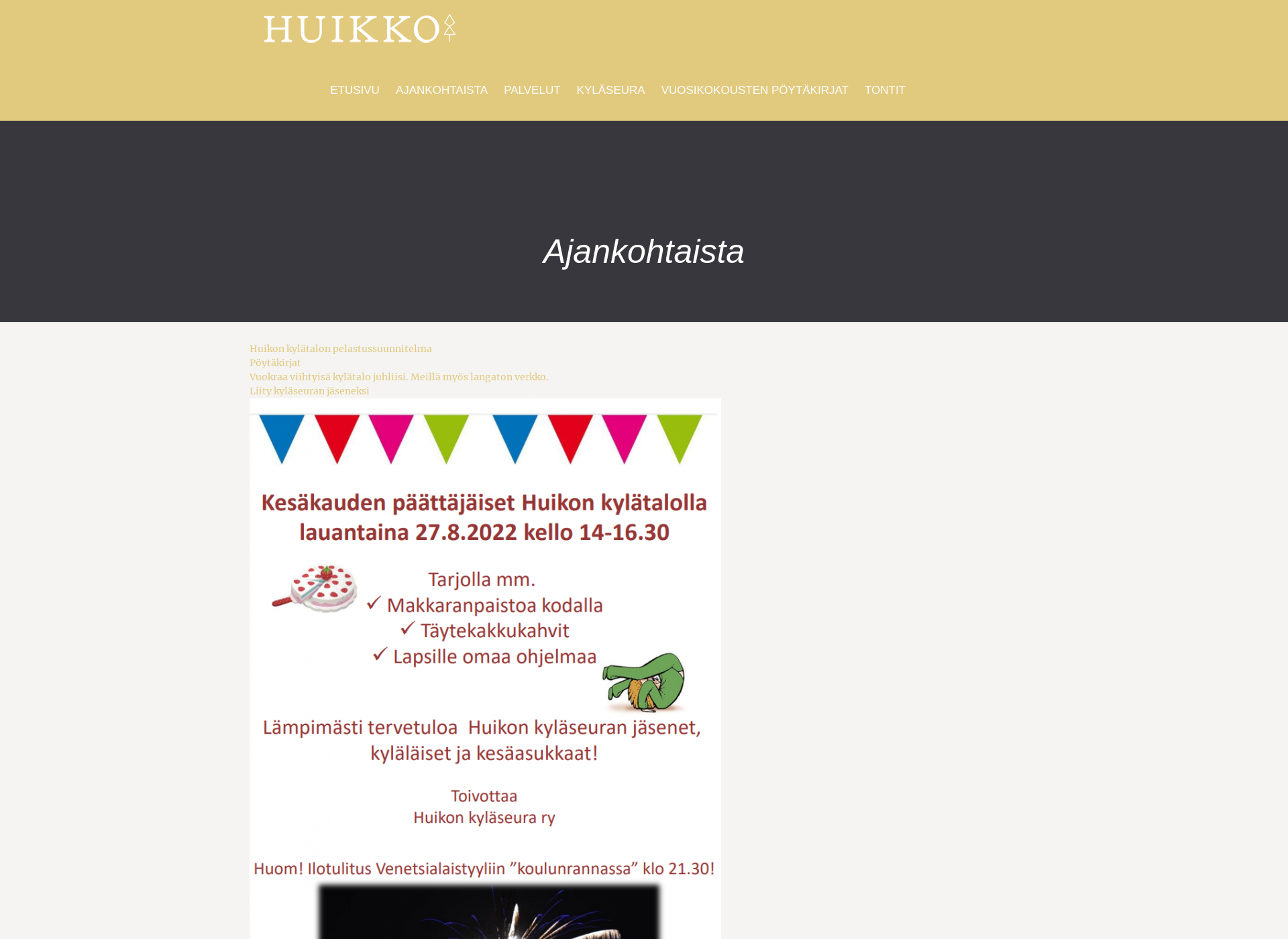 Skärmdump för huikko.fi
