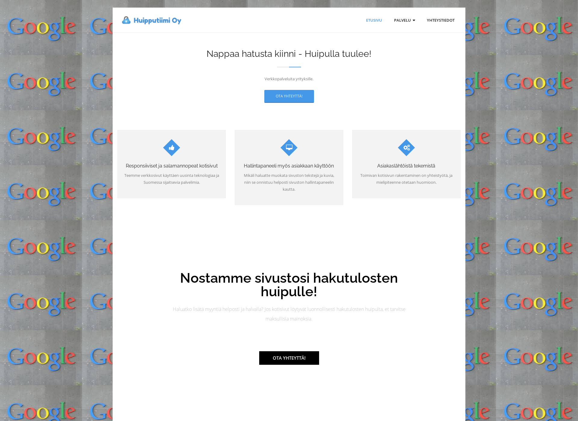 Skärmdump för huippu-tiimi.fi