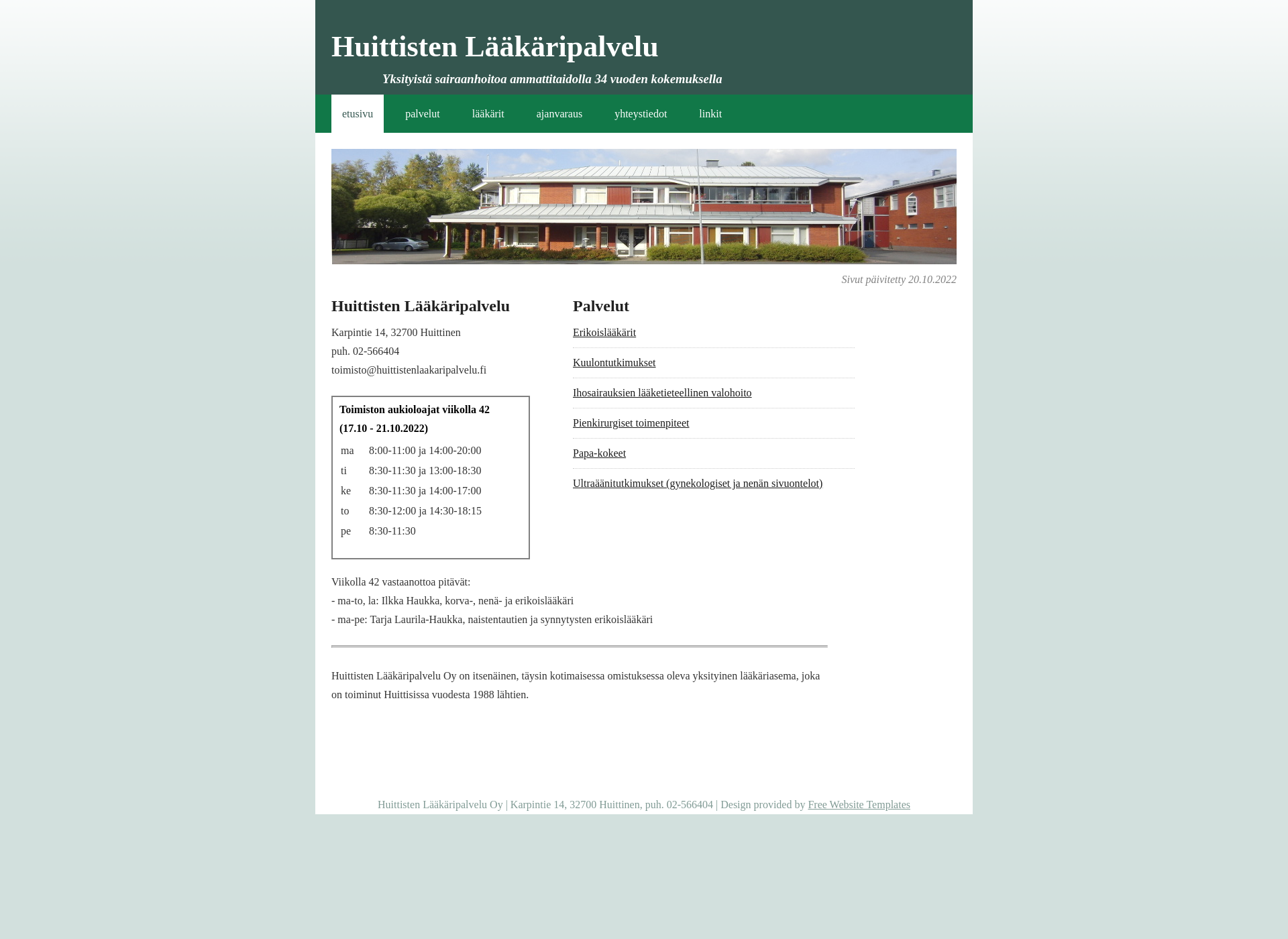 Screenshot for huittistenlaakaripalvelu.fi