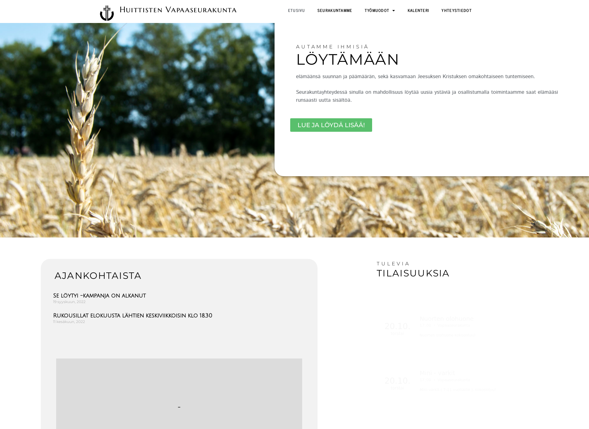 Screenshot for huittistenvapaaseurakunta.fi