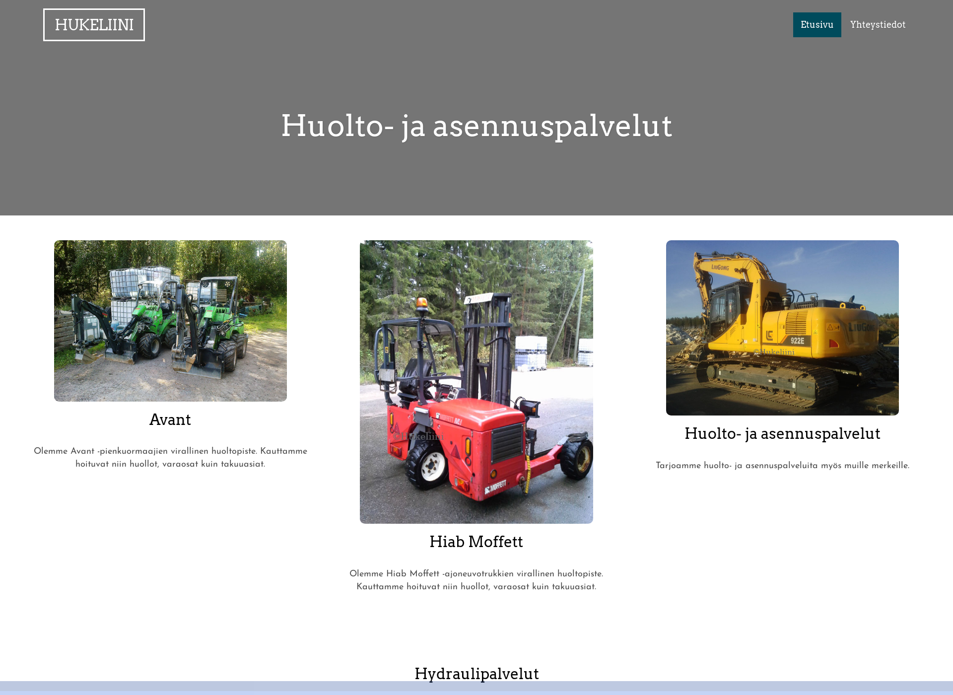 Skärmdump för hukeliini.fi