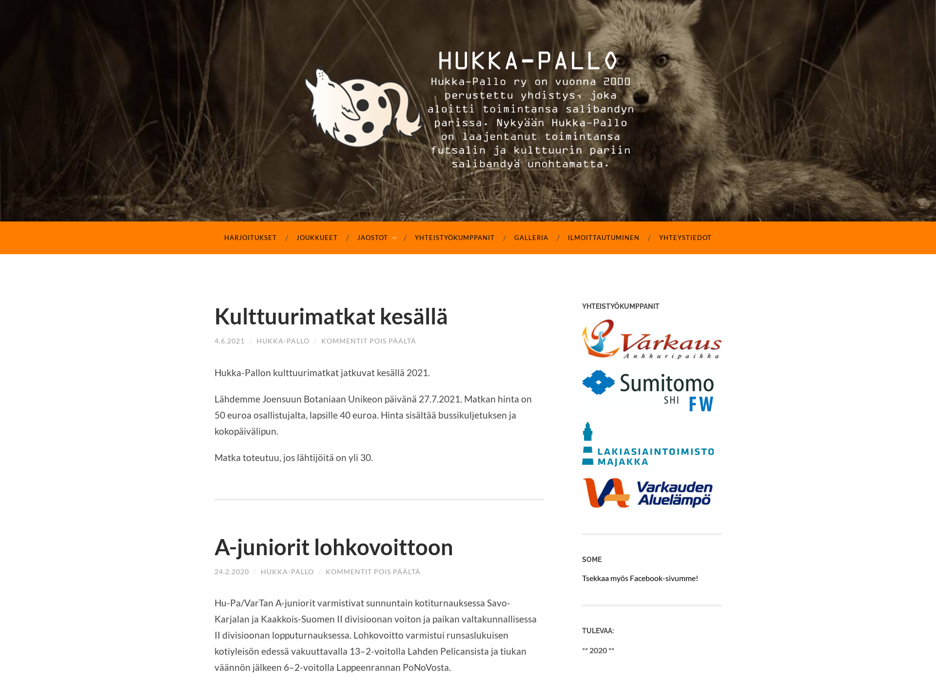 Skärmdump för hukka-pallo.fi