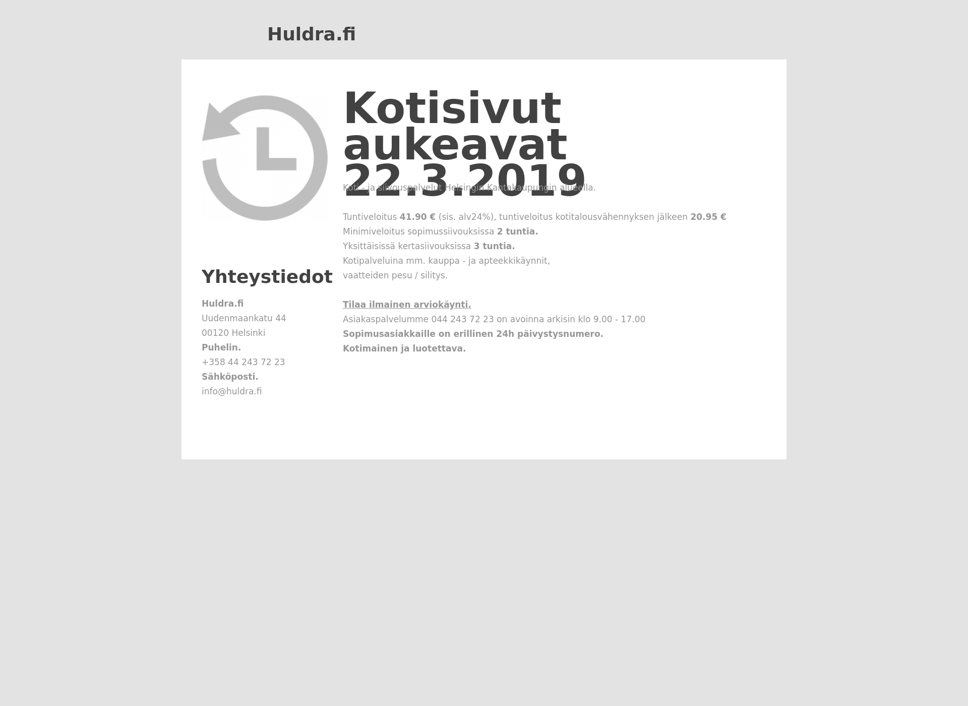 Screenshot for huldra.fi