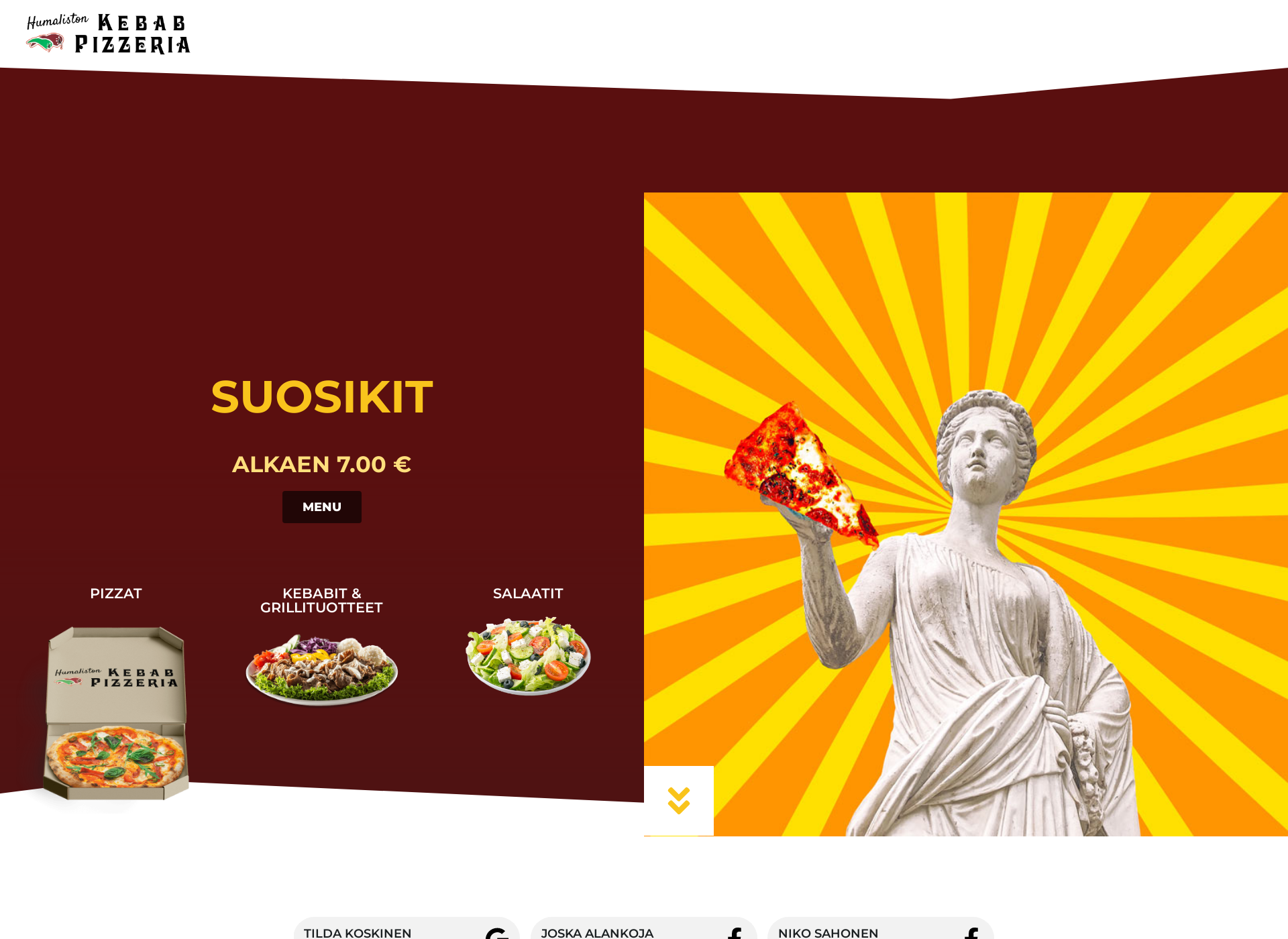 Skärmdump för humalistonkebabpizzeria.fi