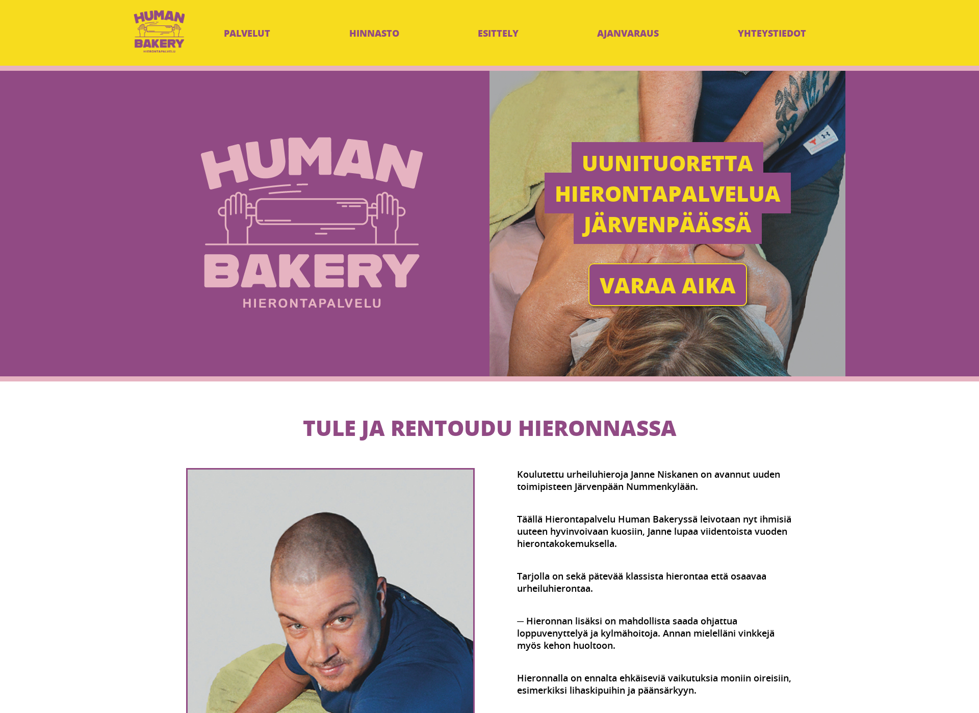 Skärmdump för humanbakery.fi