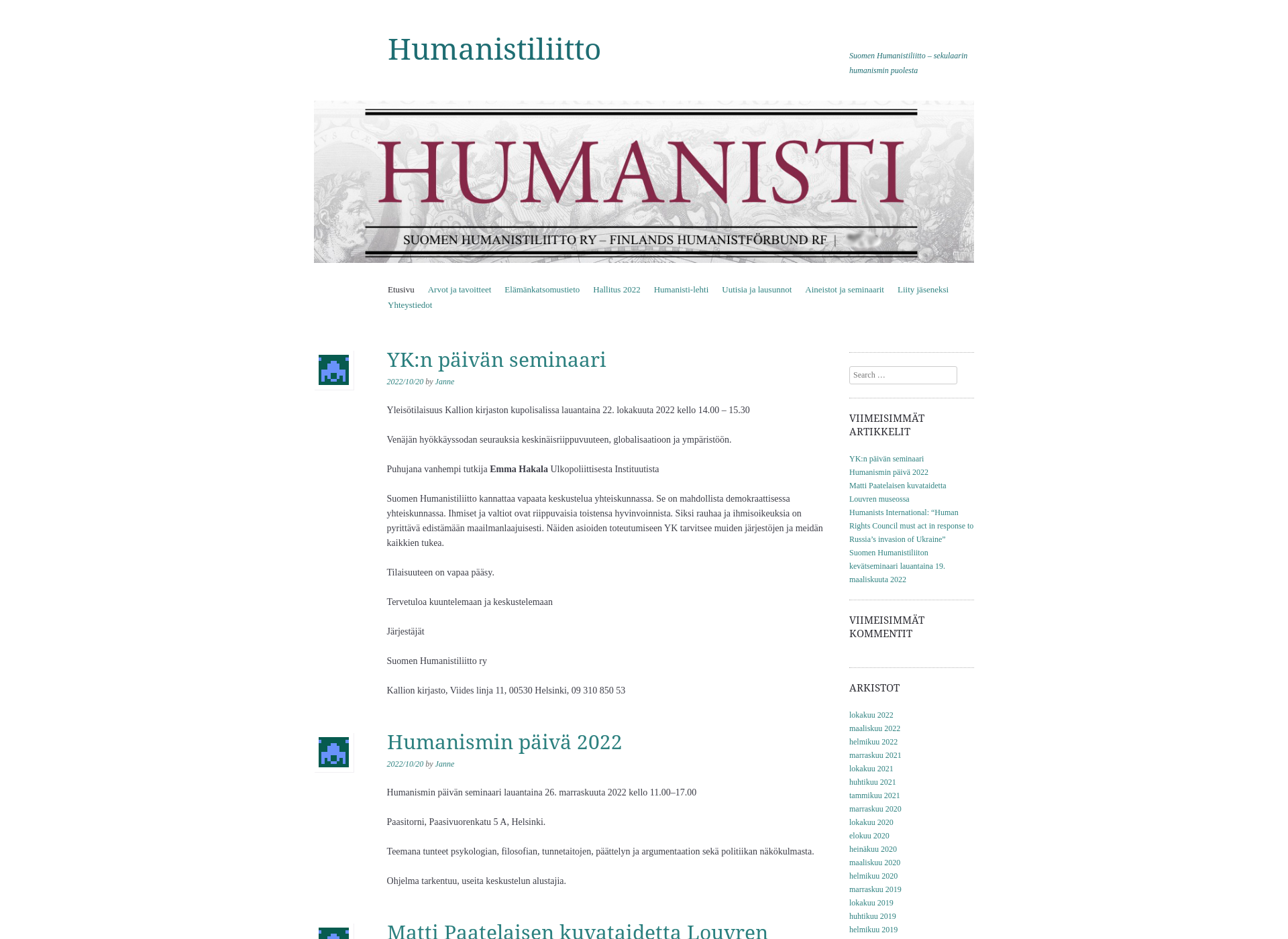Screenshot for humanistiliitto.fi