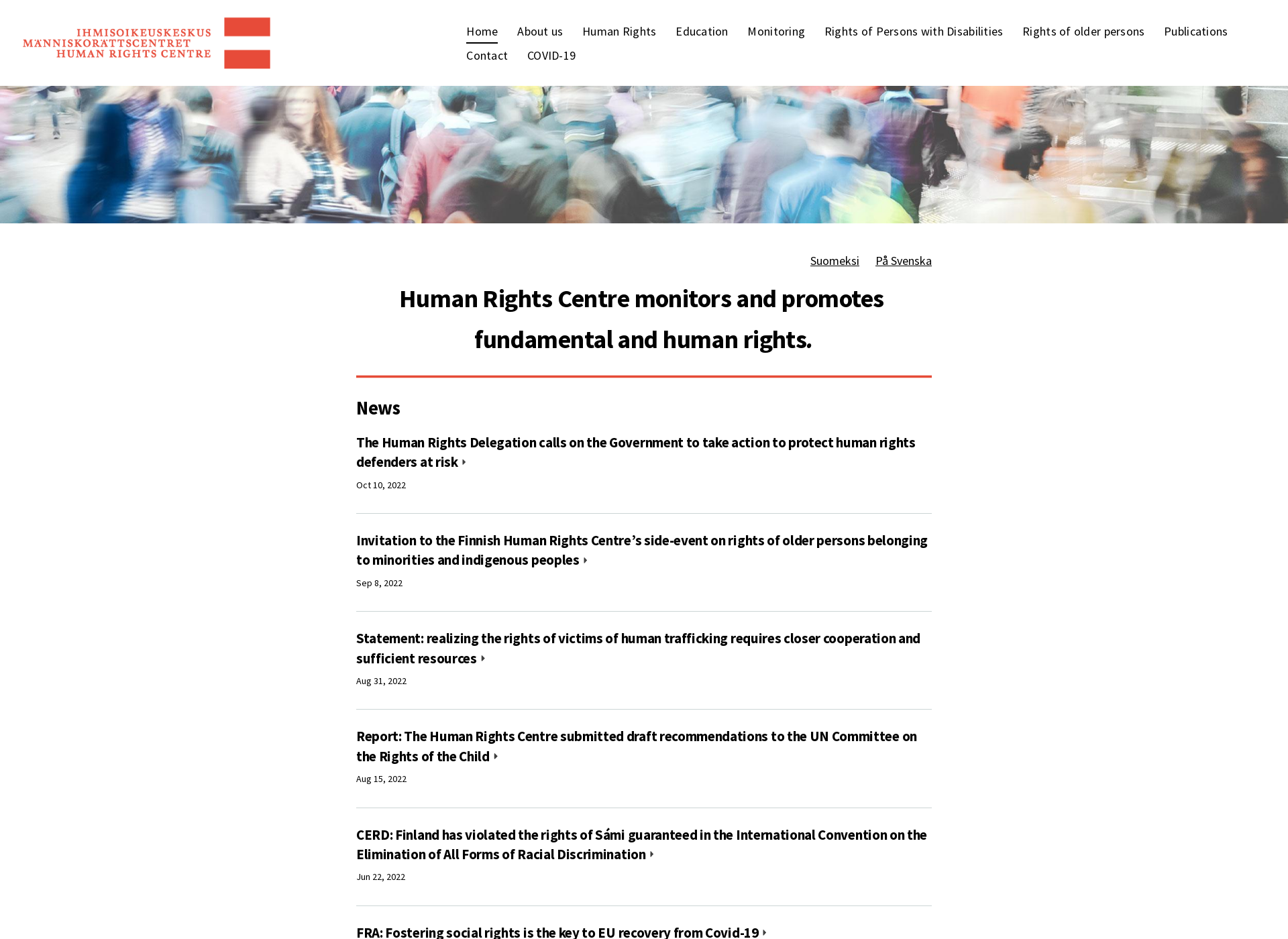 Skärmdump för humanrightscentre.fi