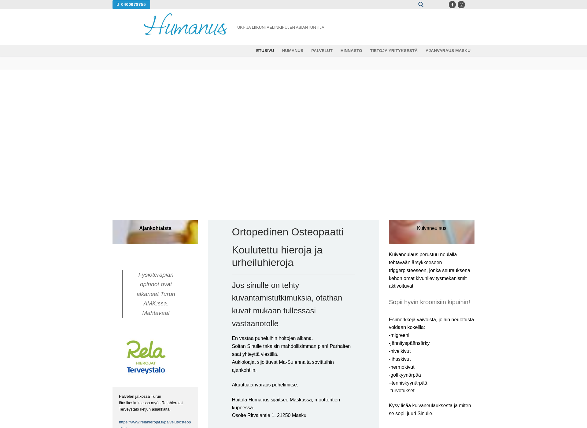 Screenshot for humanus.fi