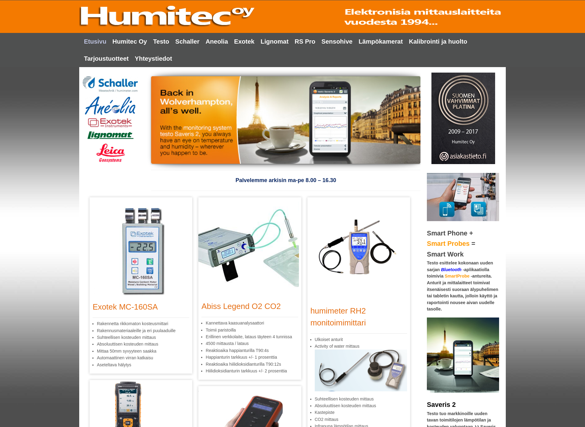 Skärmdump för humitec.fi