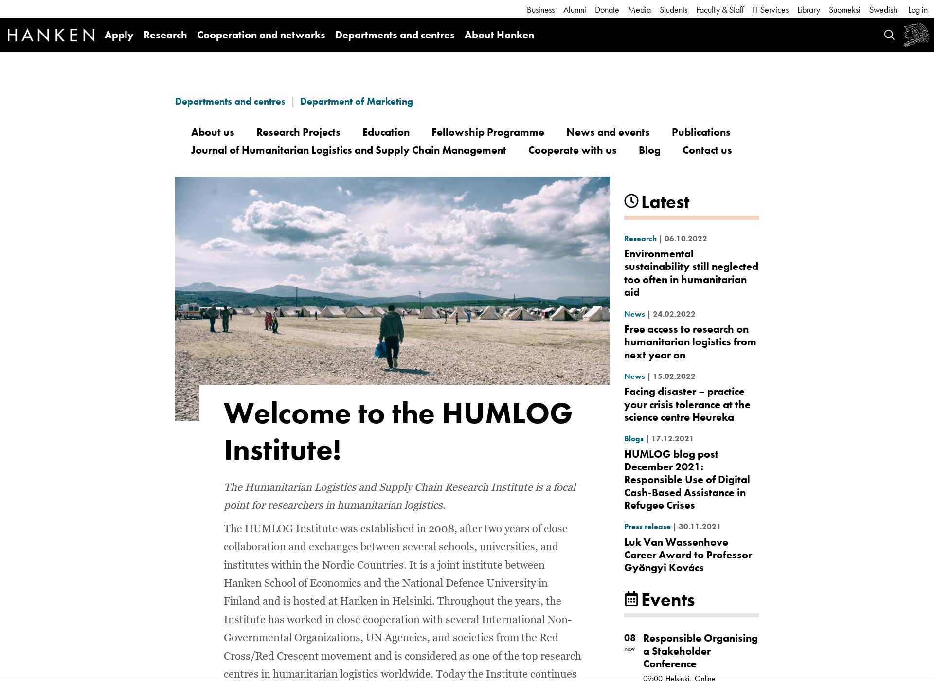 Skärmdump för humloggroup.fi