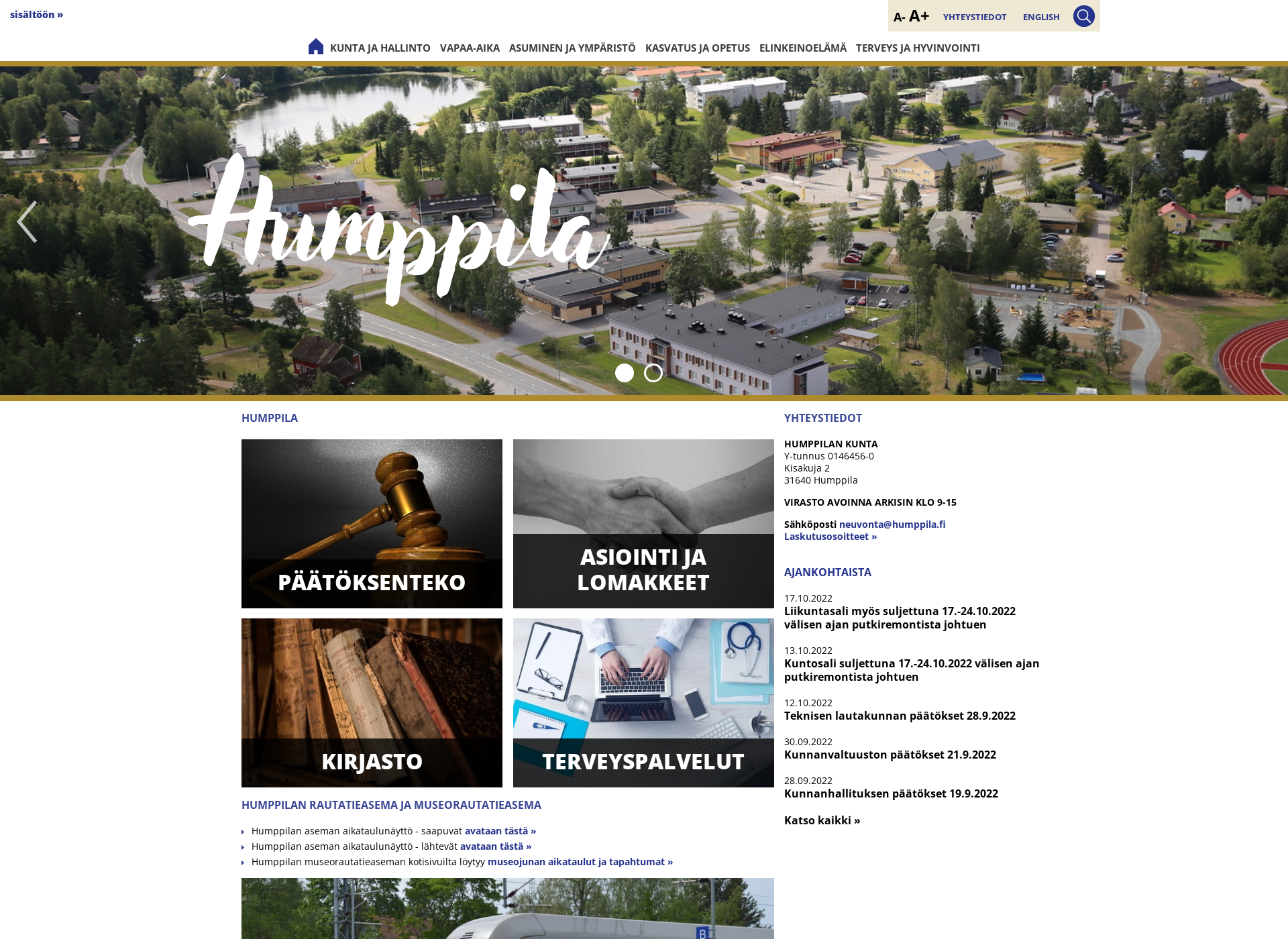 Skärmdump för humppila.fi