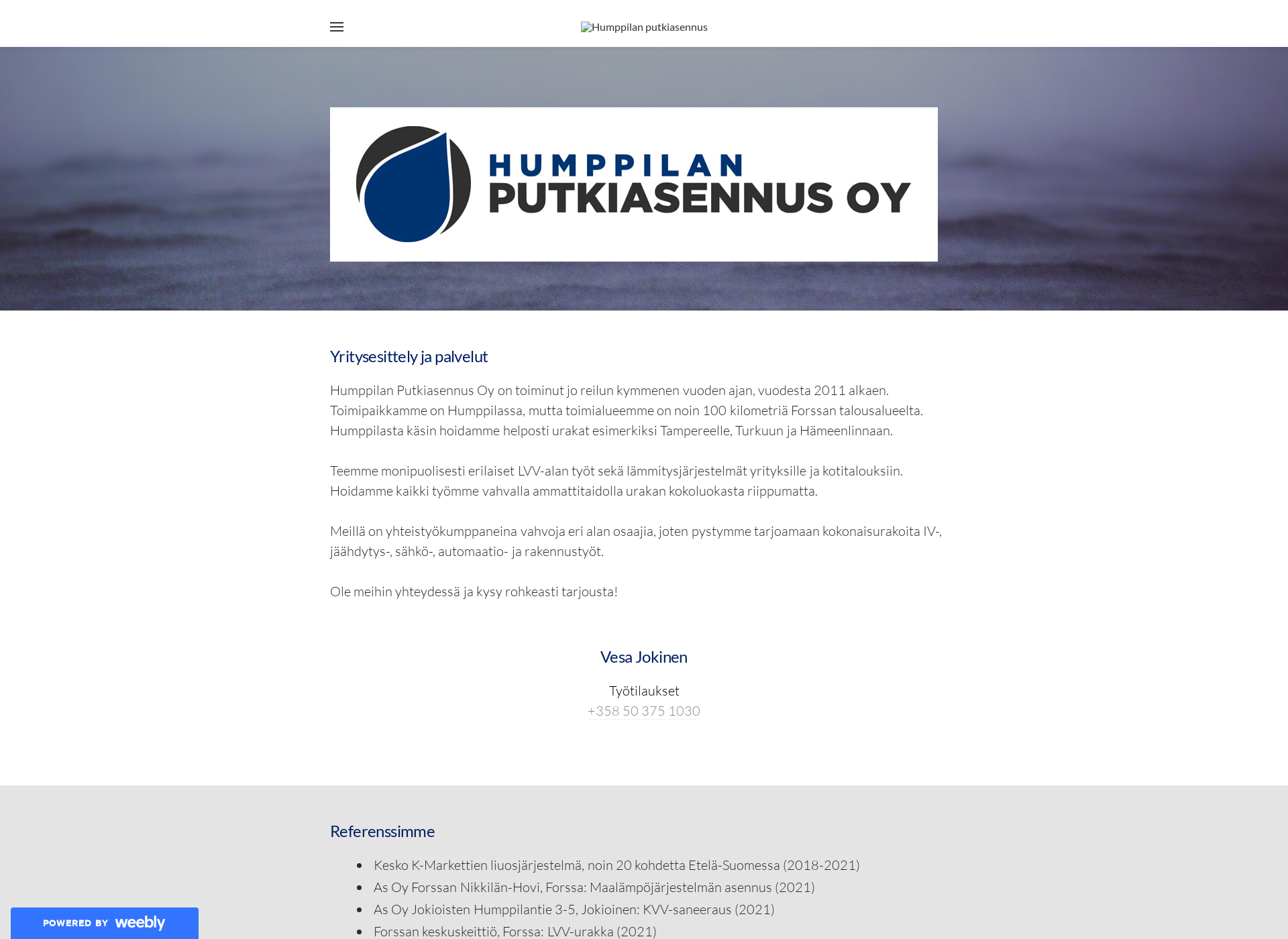 Skärmdump för humppilanputkiasennus.fi
