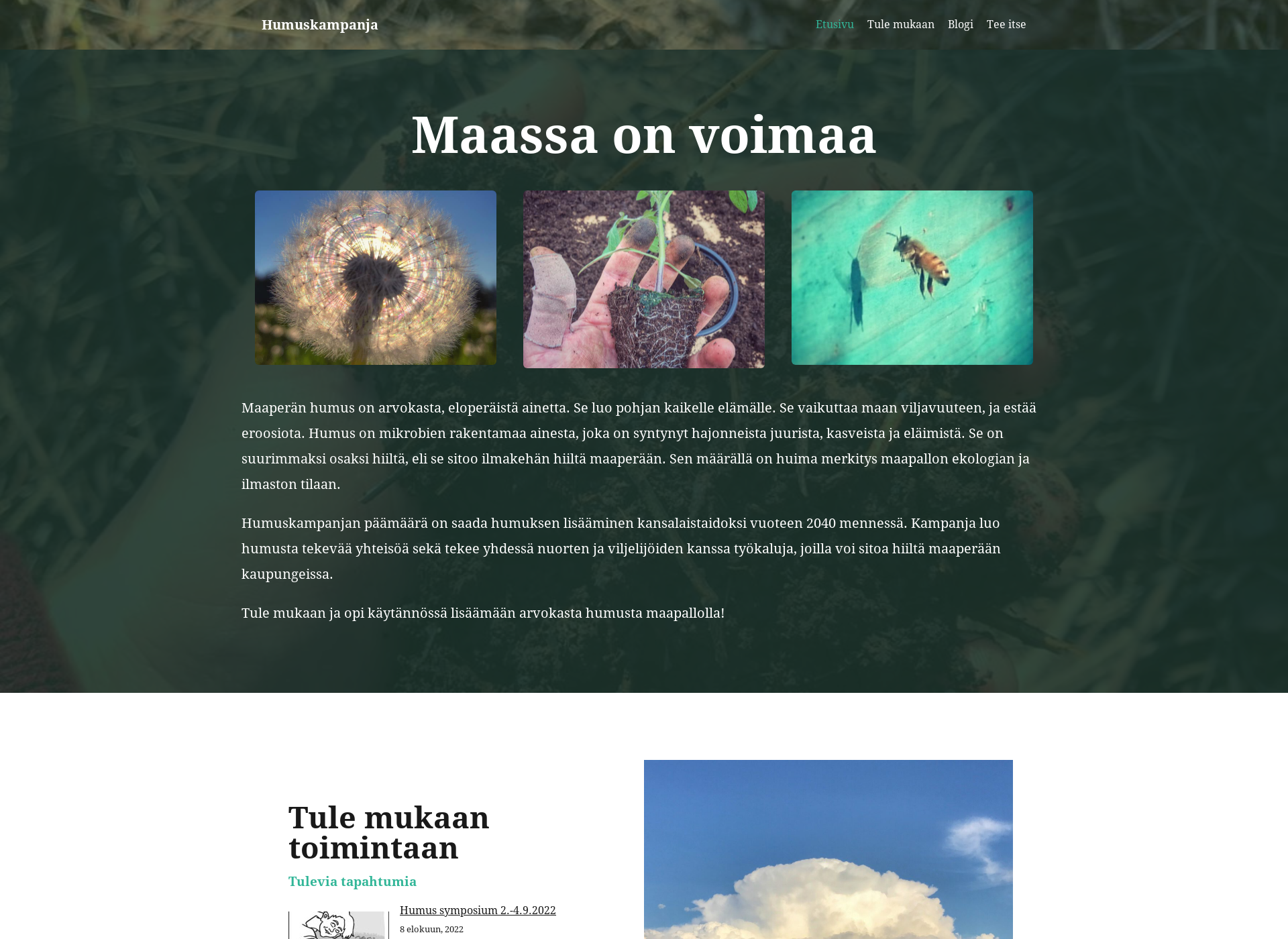Skärmdump för humuskampanja.fi