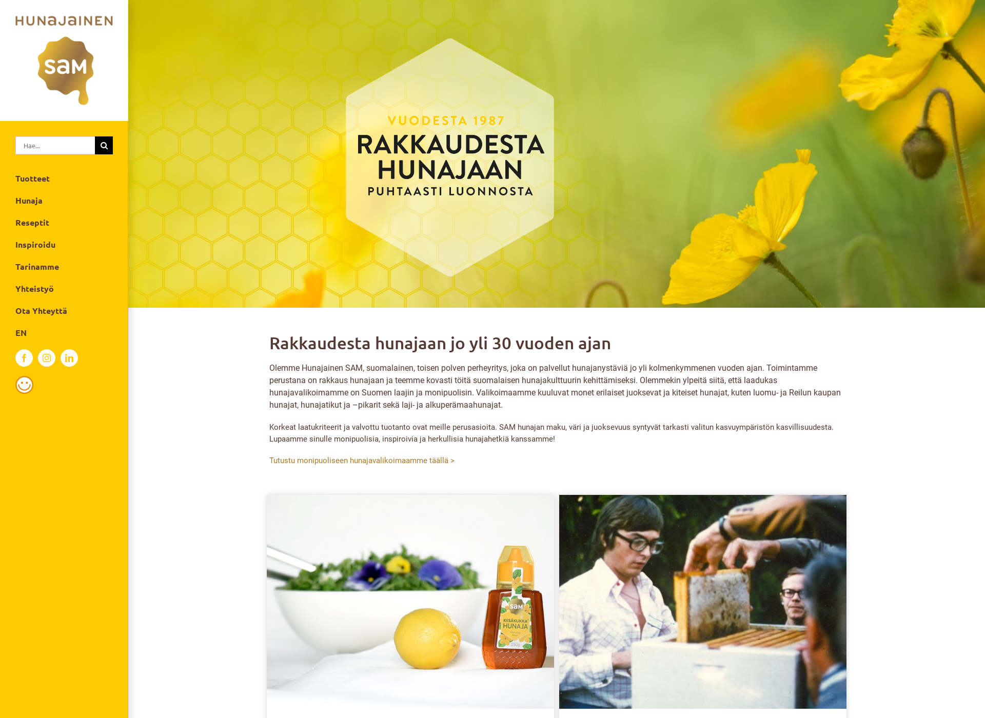 Skärmdump för hunajakirja.fi