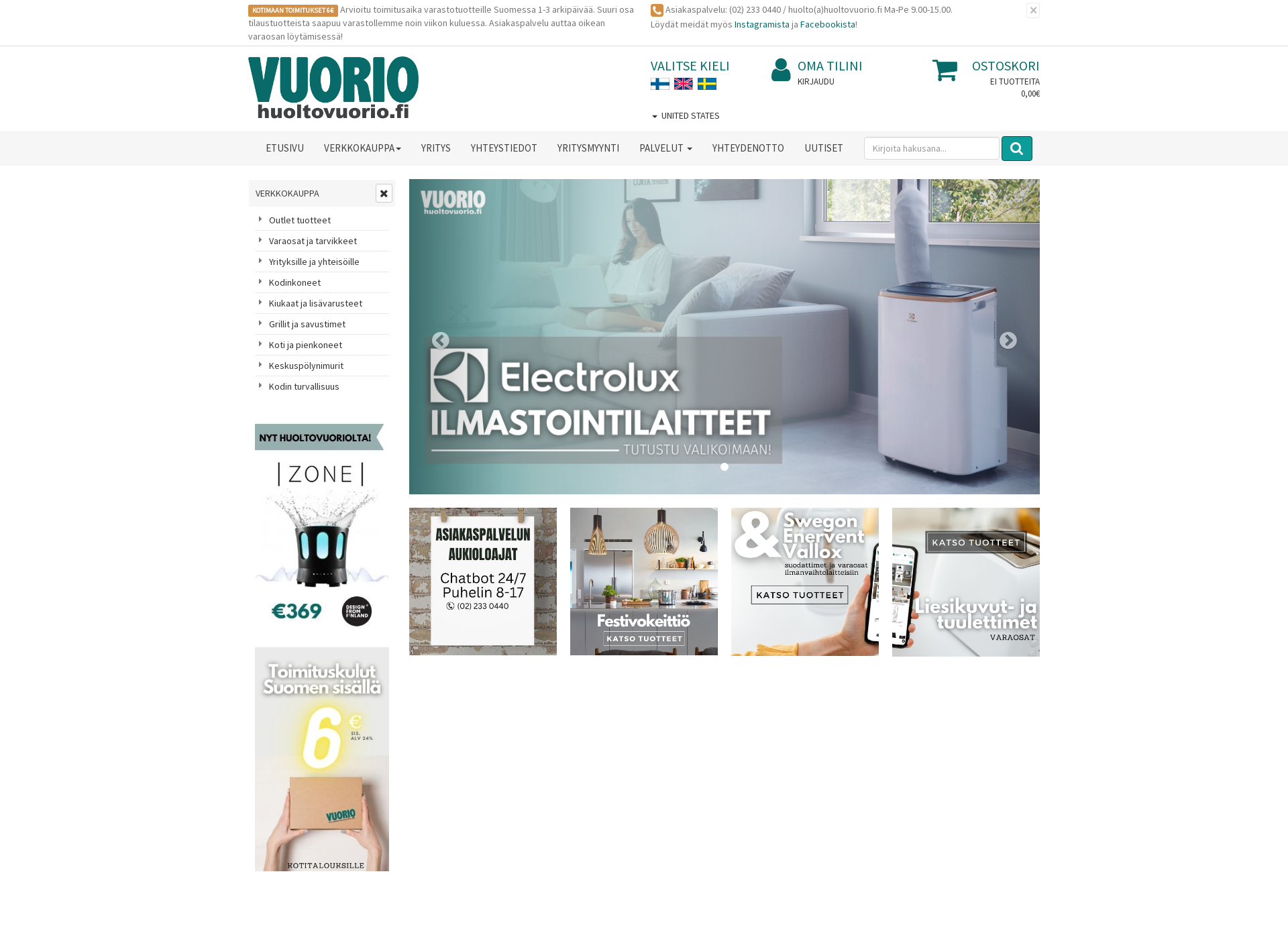 Skärmdump för huolto-vuorio.fi