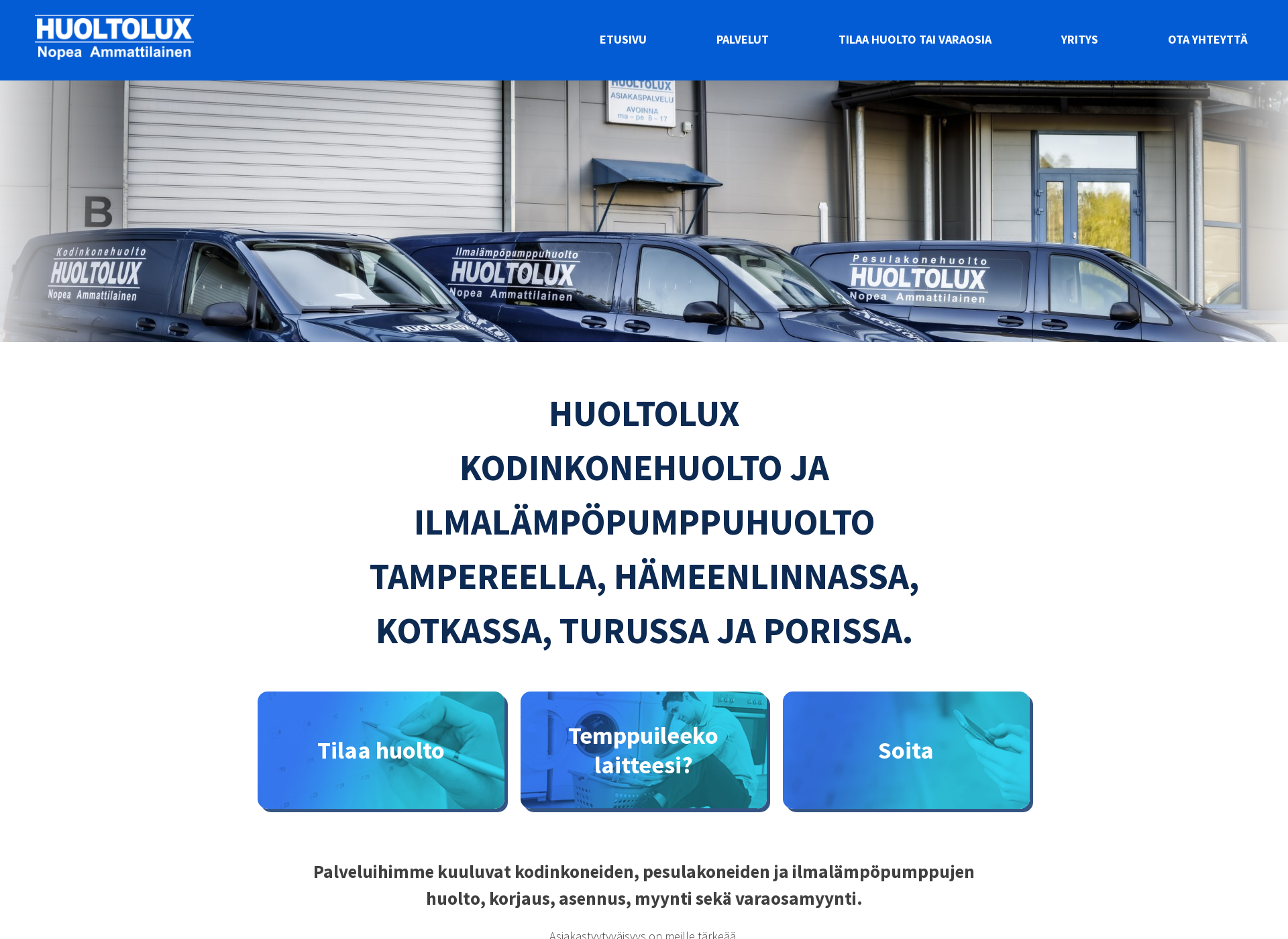 Skärmdump för huoltolux.fi