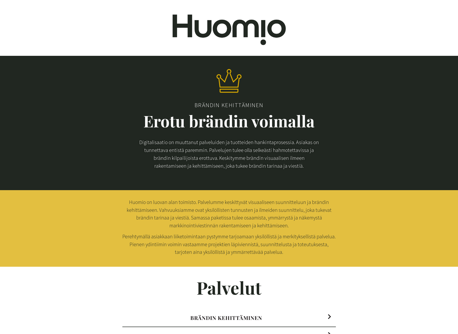 Skärmdump för huomio.fi