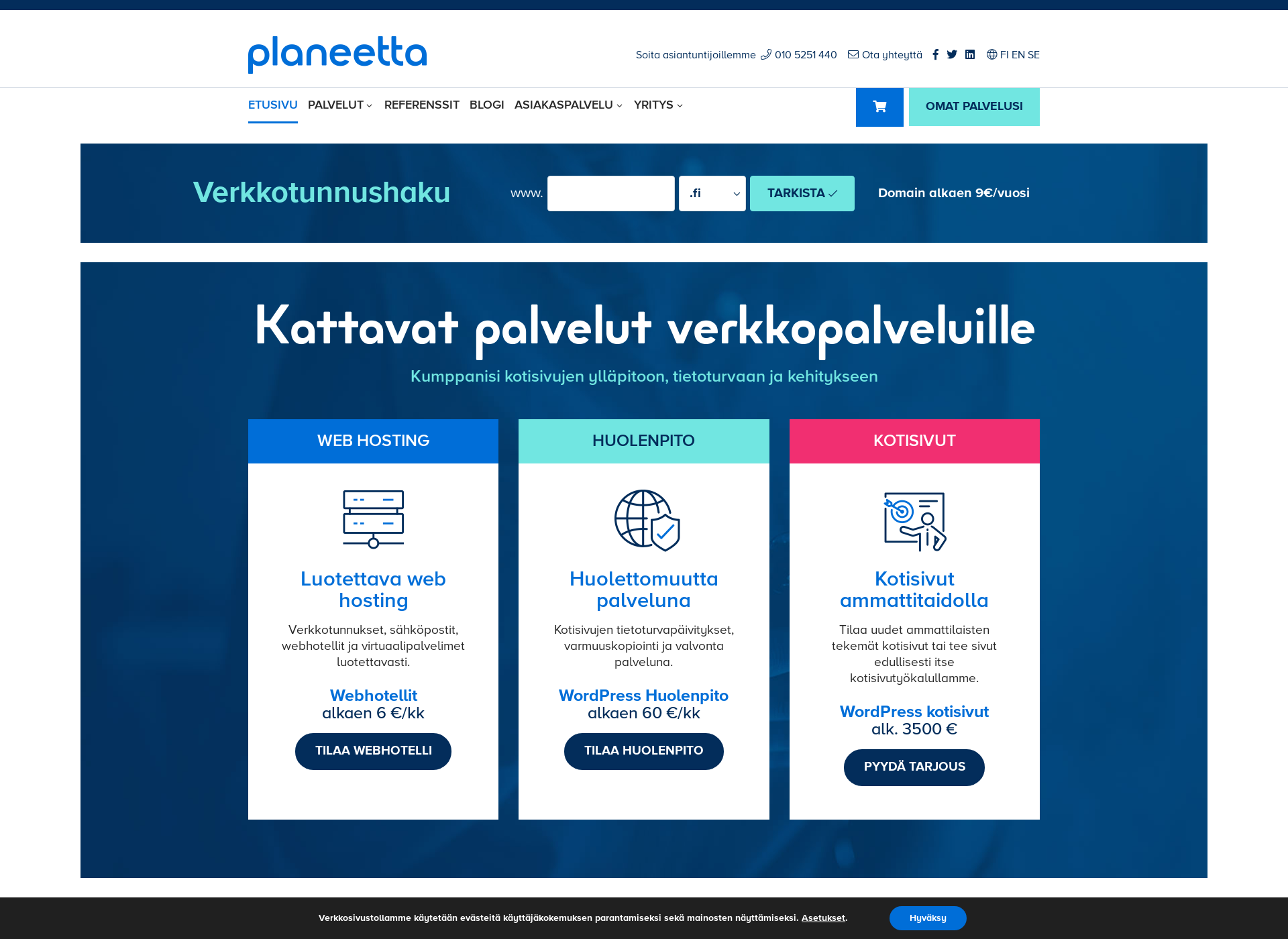 Skärmdump för hurjaremontti.fi