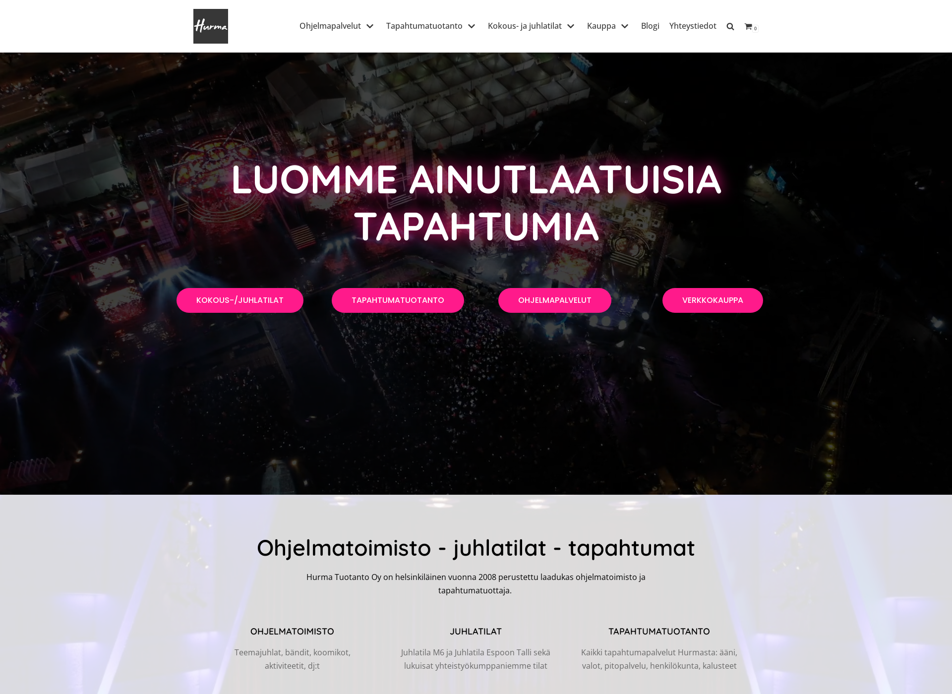 Skärmdump för hurmatuotanto.fi