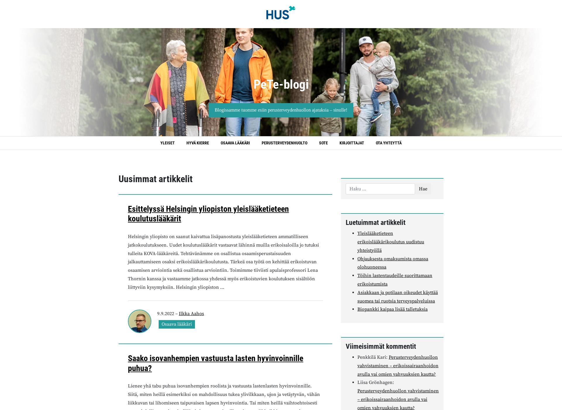 Skärmdump för huspeteblogi.fi