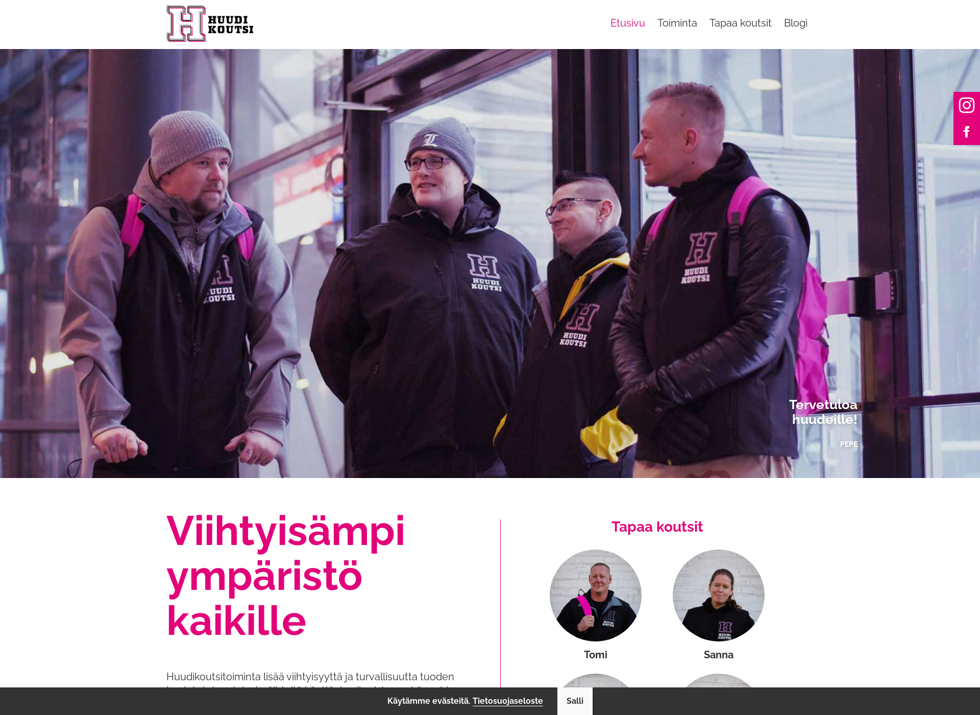 Skärmdump för huudikoutsit.fi