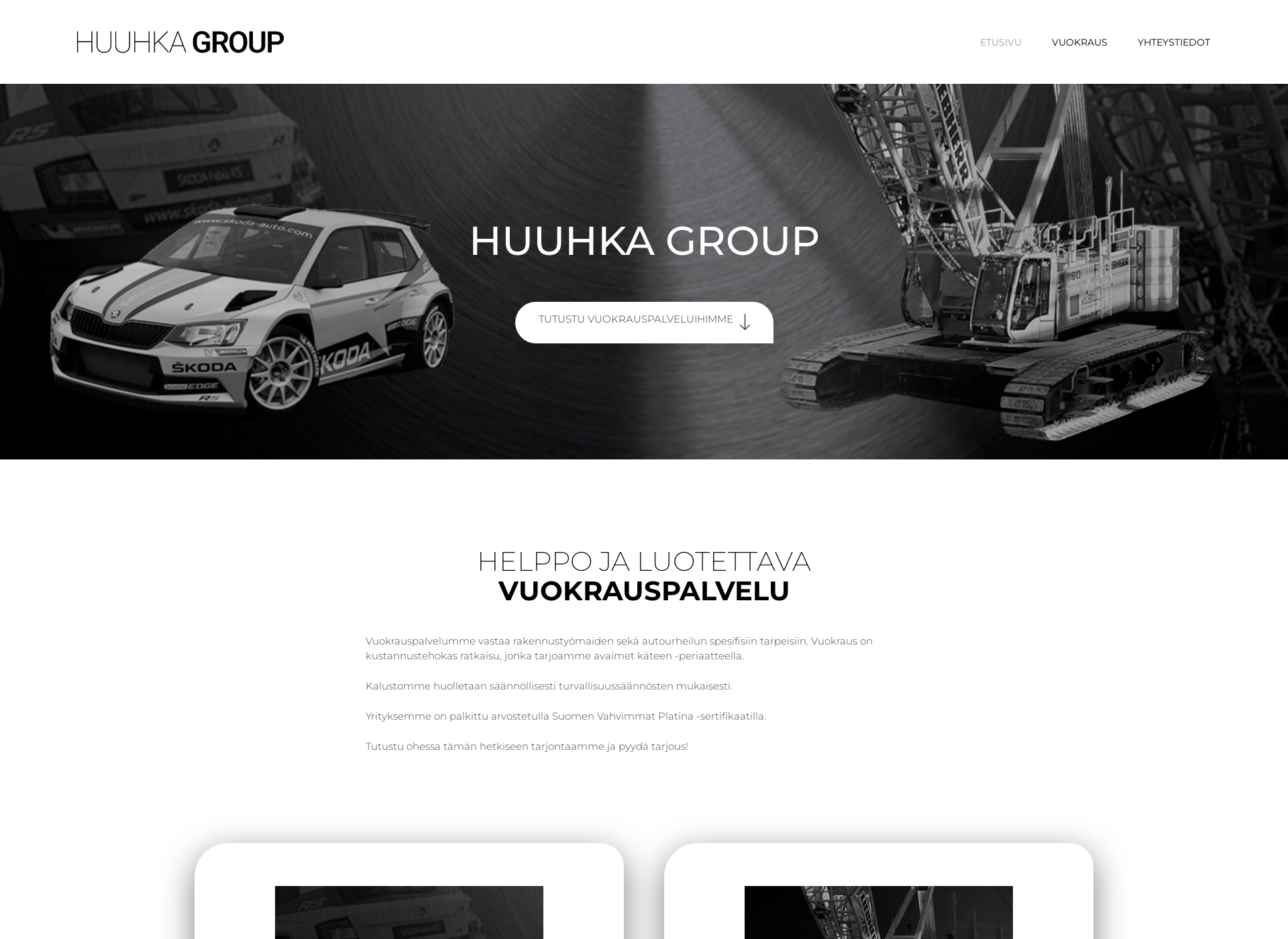 Skärmdump för huuhkagroup.fi