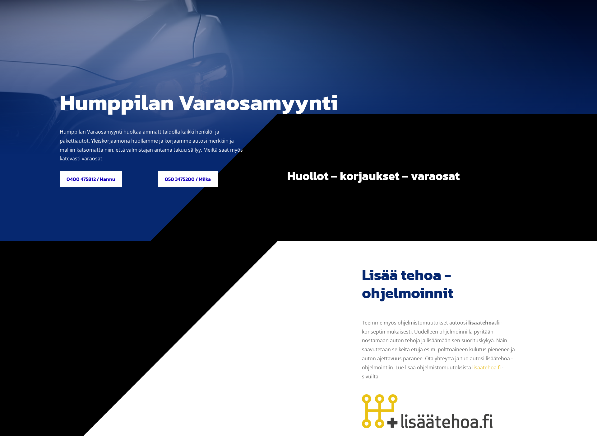 Skärmdump för hvmhuolto.fi