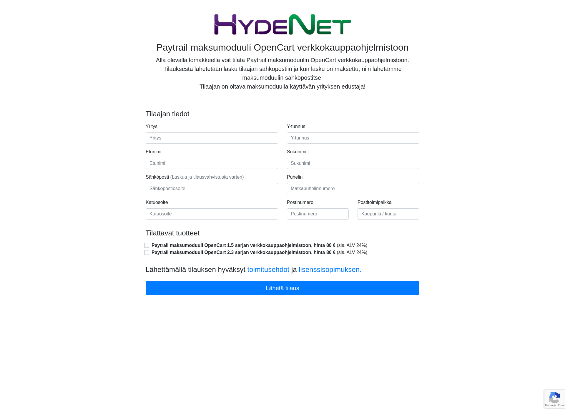 Screenshot for hydenet.fi