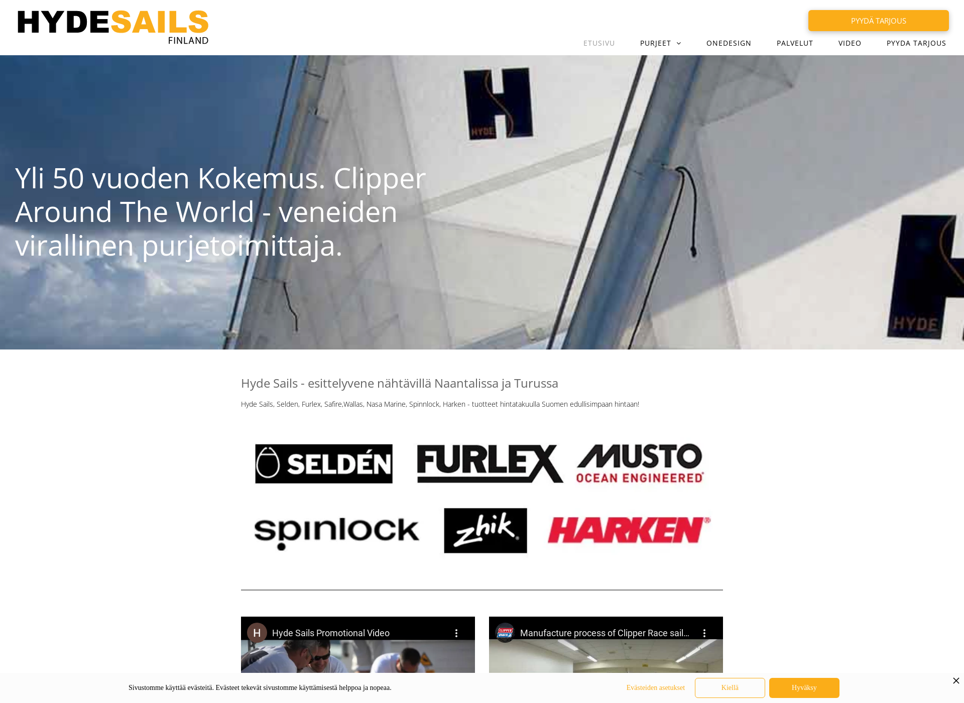 Screenshot for hydesails.fi