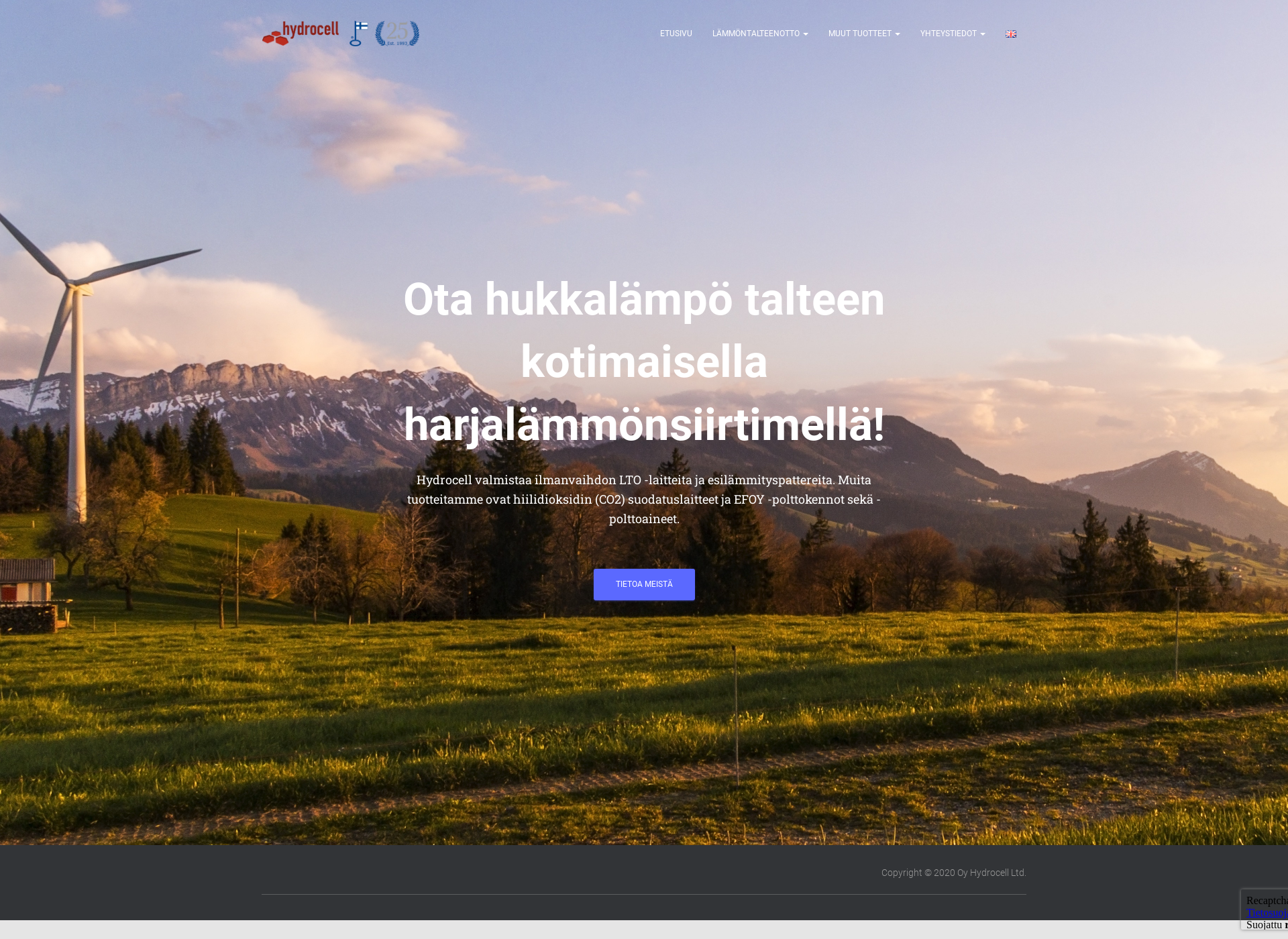 Skärmdump för hydrocell.fi