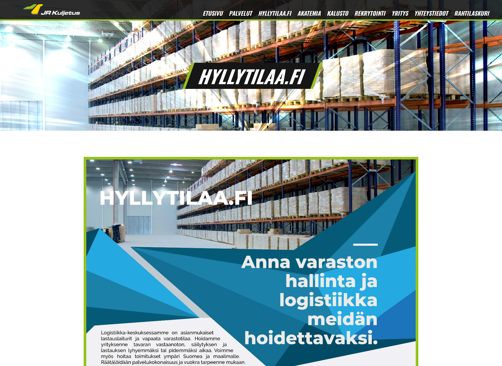 Skärmdump för hyllytilaa.fi