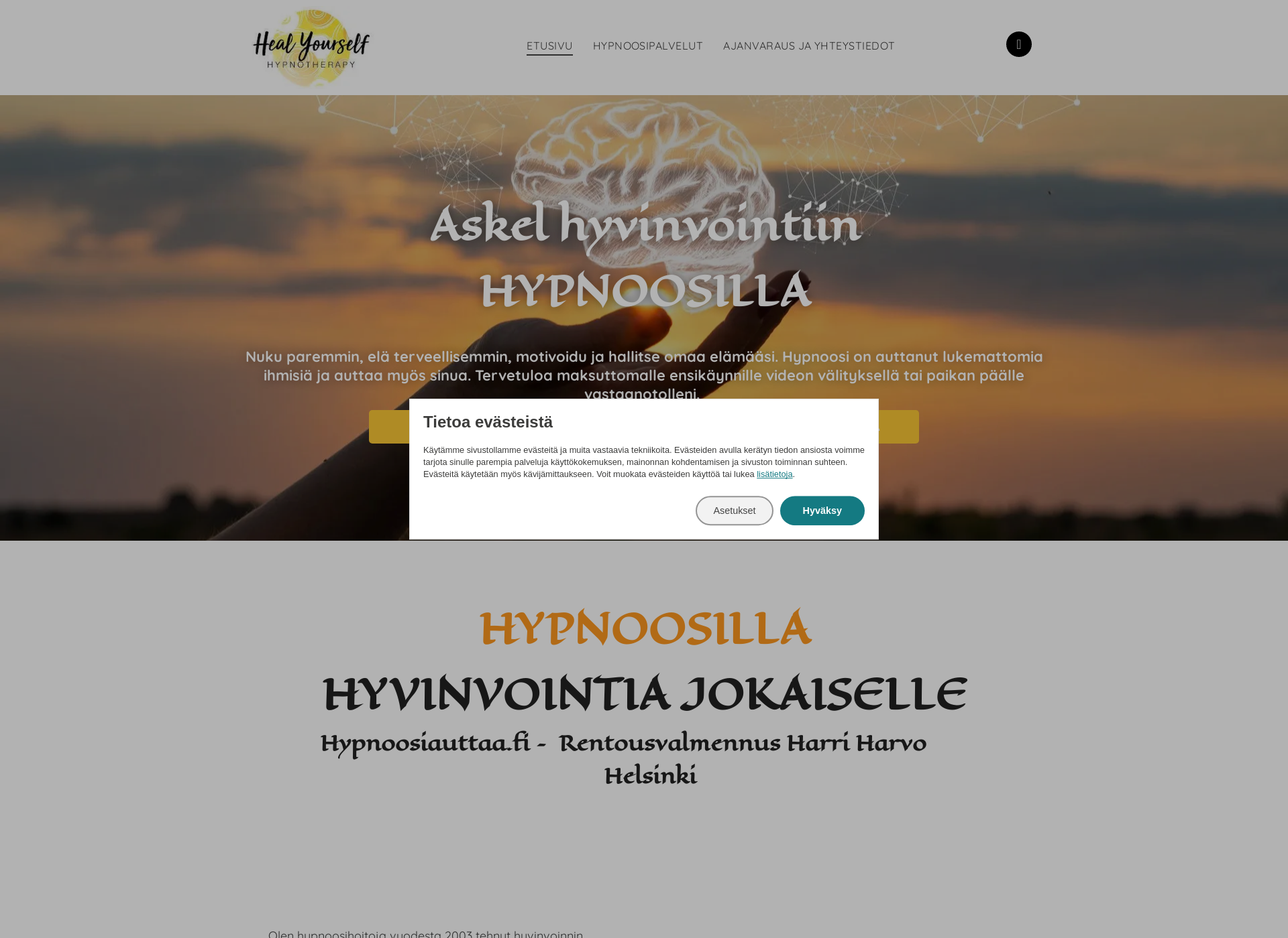 Skärmdump för hypnoosiauttaa.fi