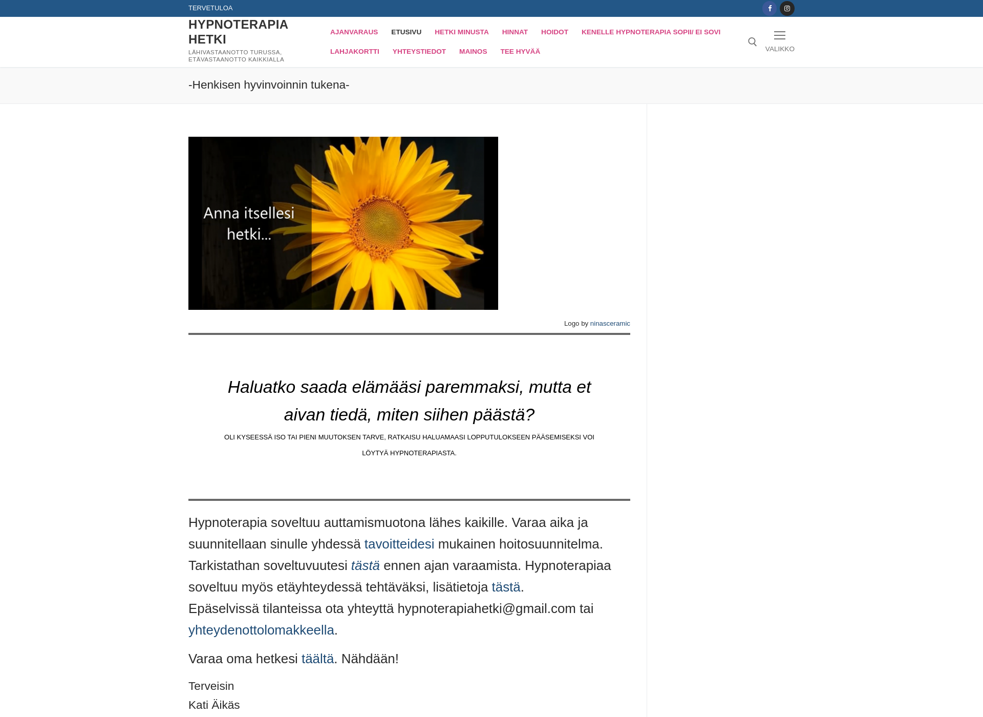 Screenshot for hypnoterapiahetki.fi