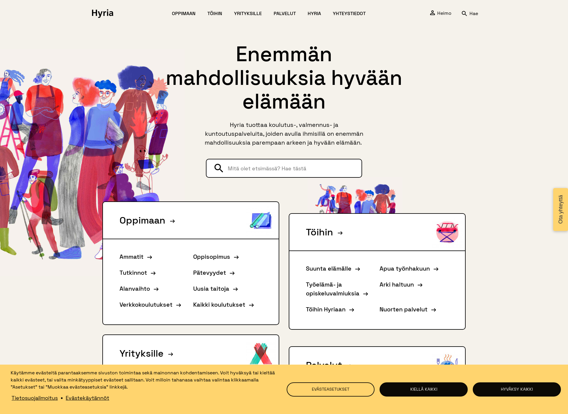Skärmdump för hyria.fi