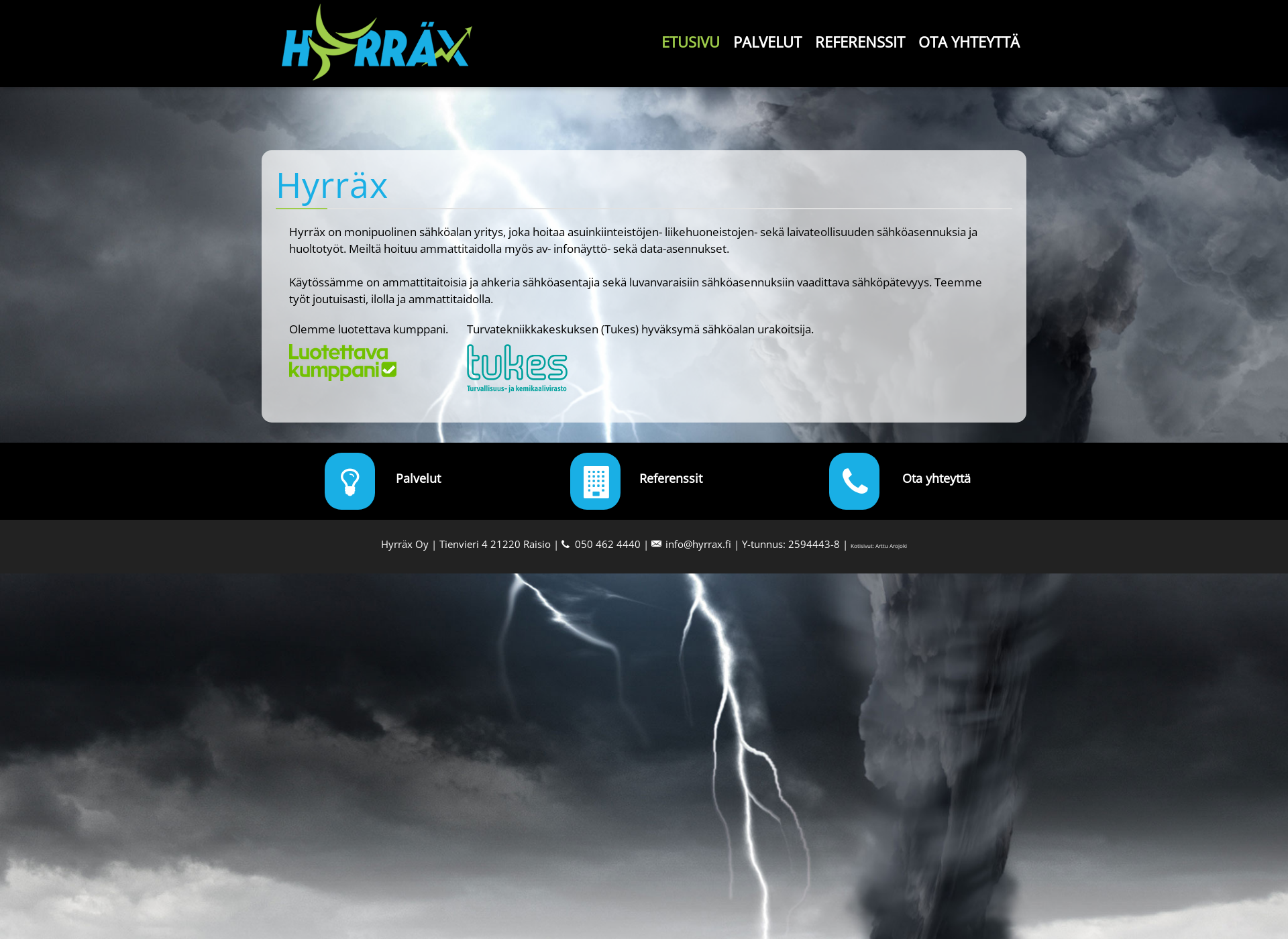Skärmdump för hyrrax.fi