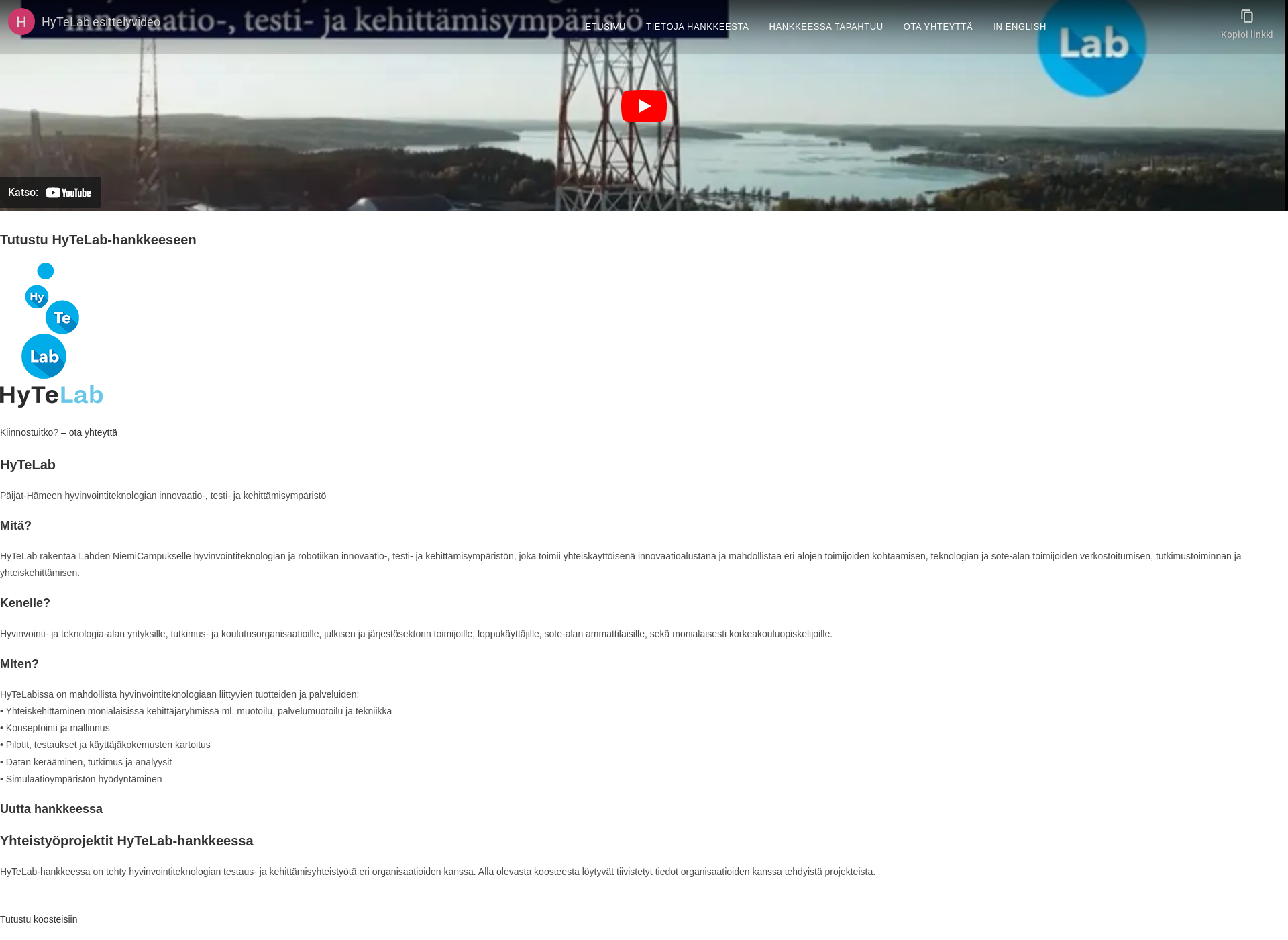 Skärmdump för hytelab.fi