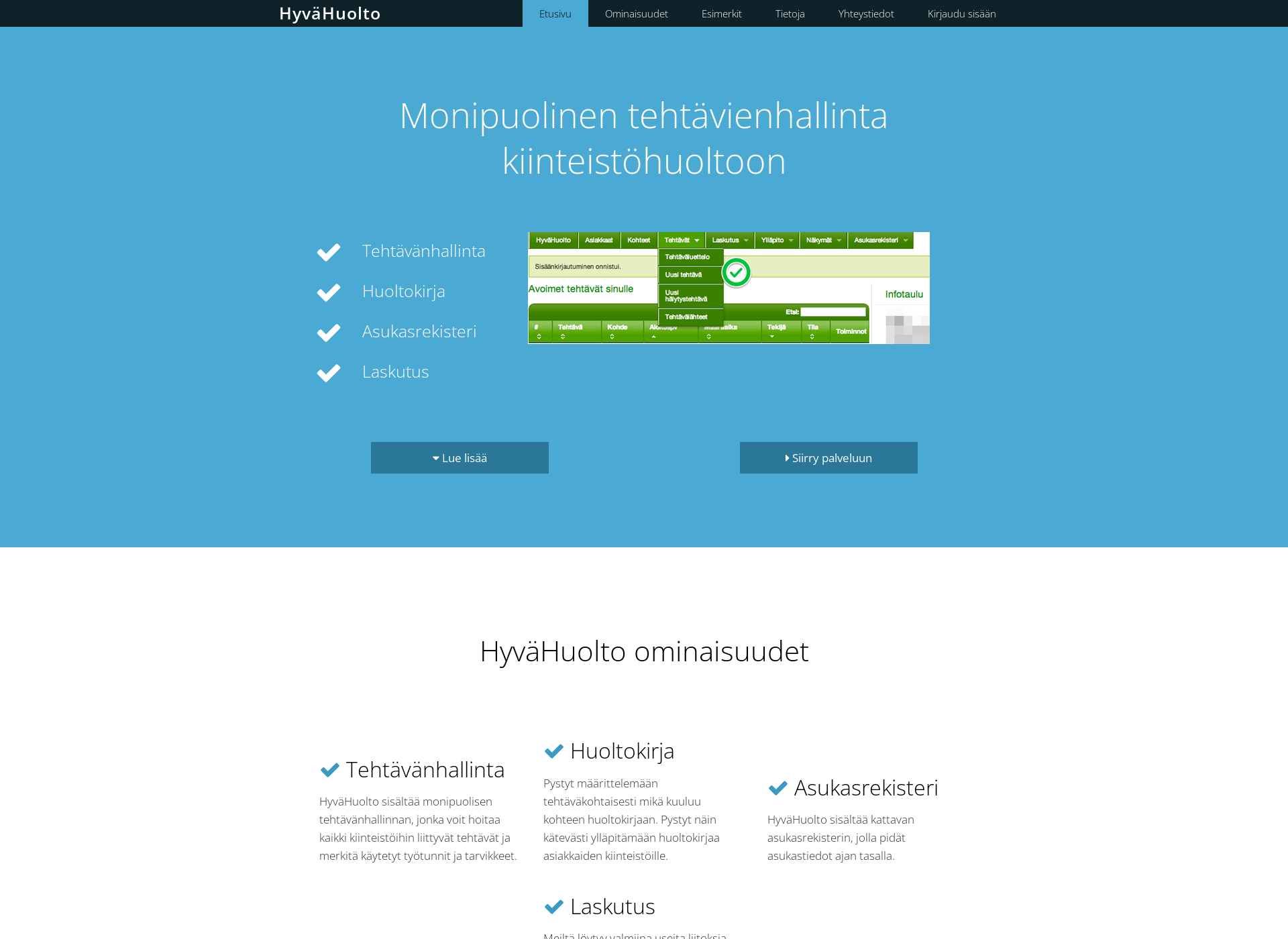 Screenshot for hyvahuolto.fi