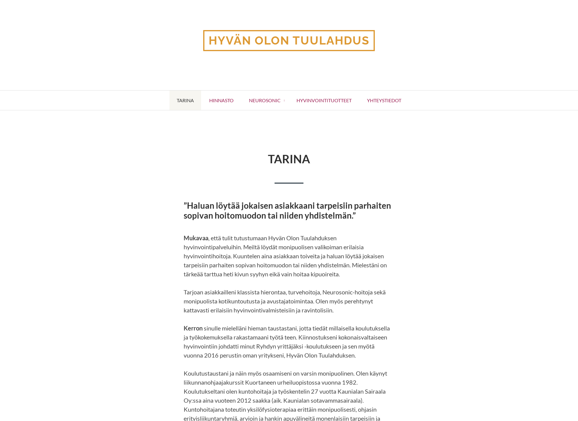 Screenshot for hyvanolontuulahdus.fi