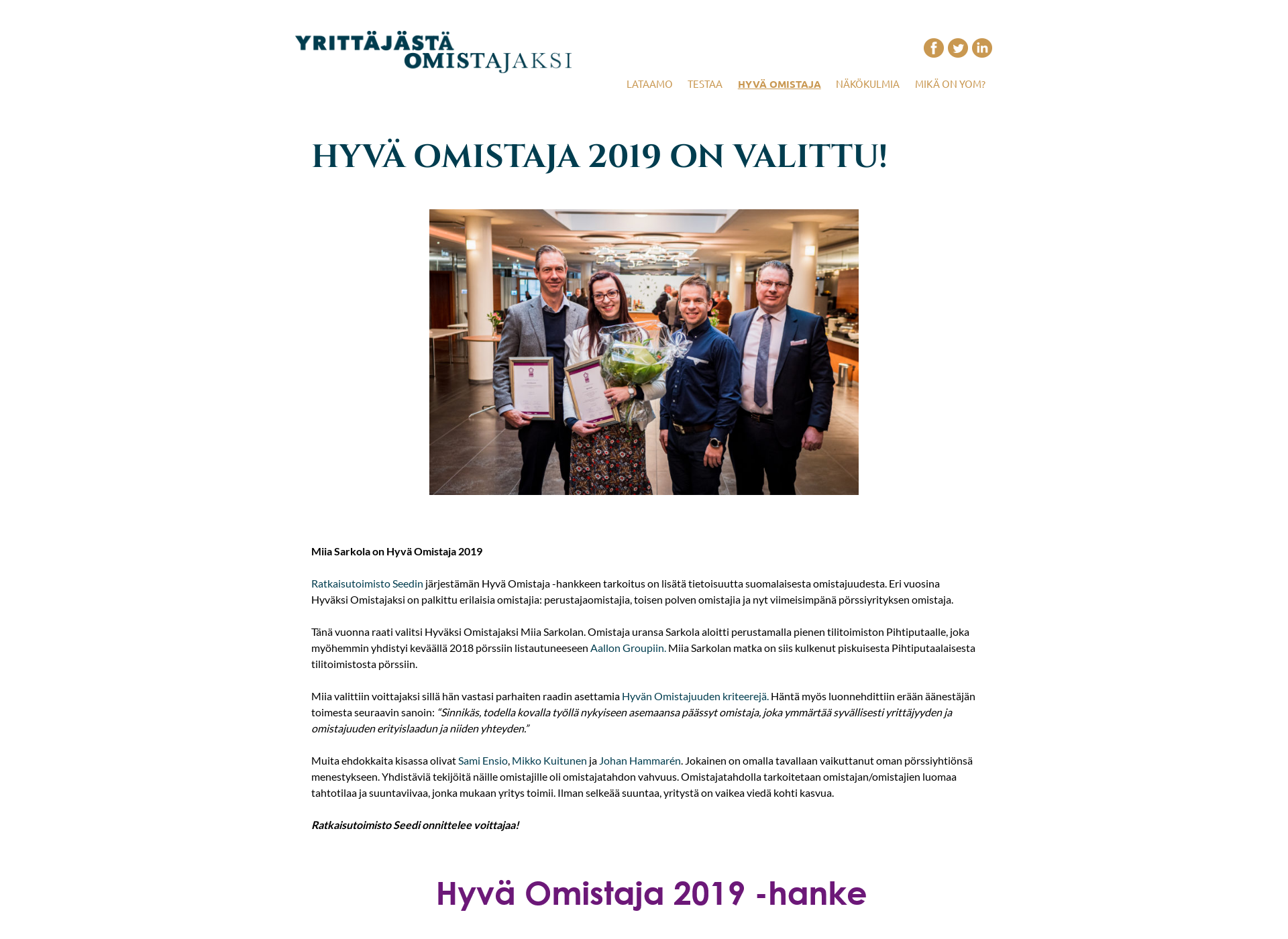 Screenshot for hyvaomistaja.fi