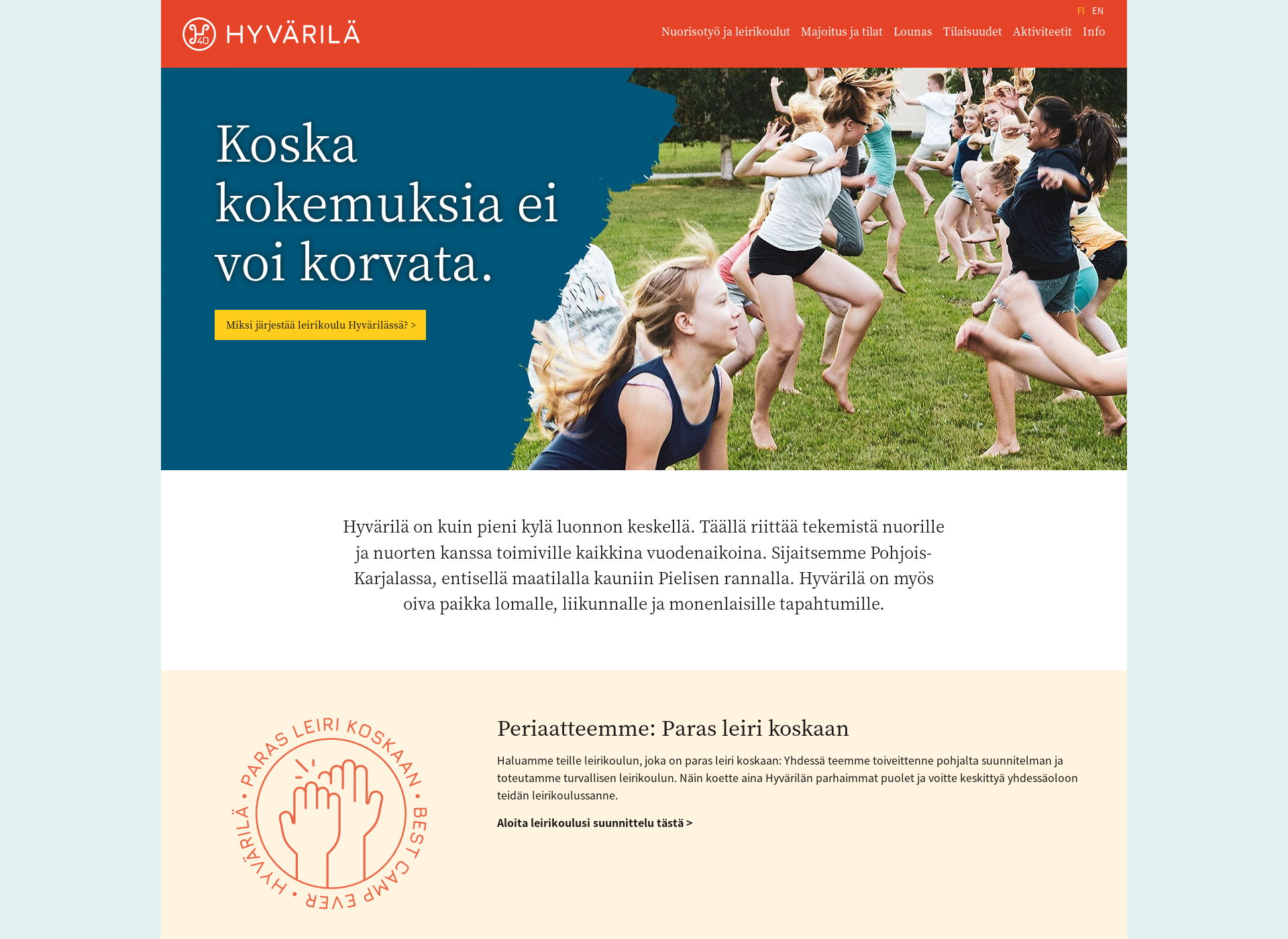 Skärmdump för hyvarila.fi